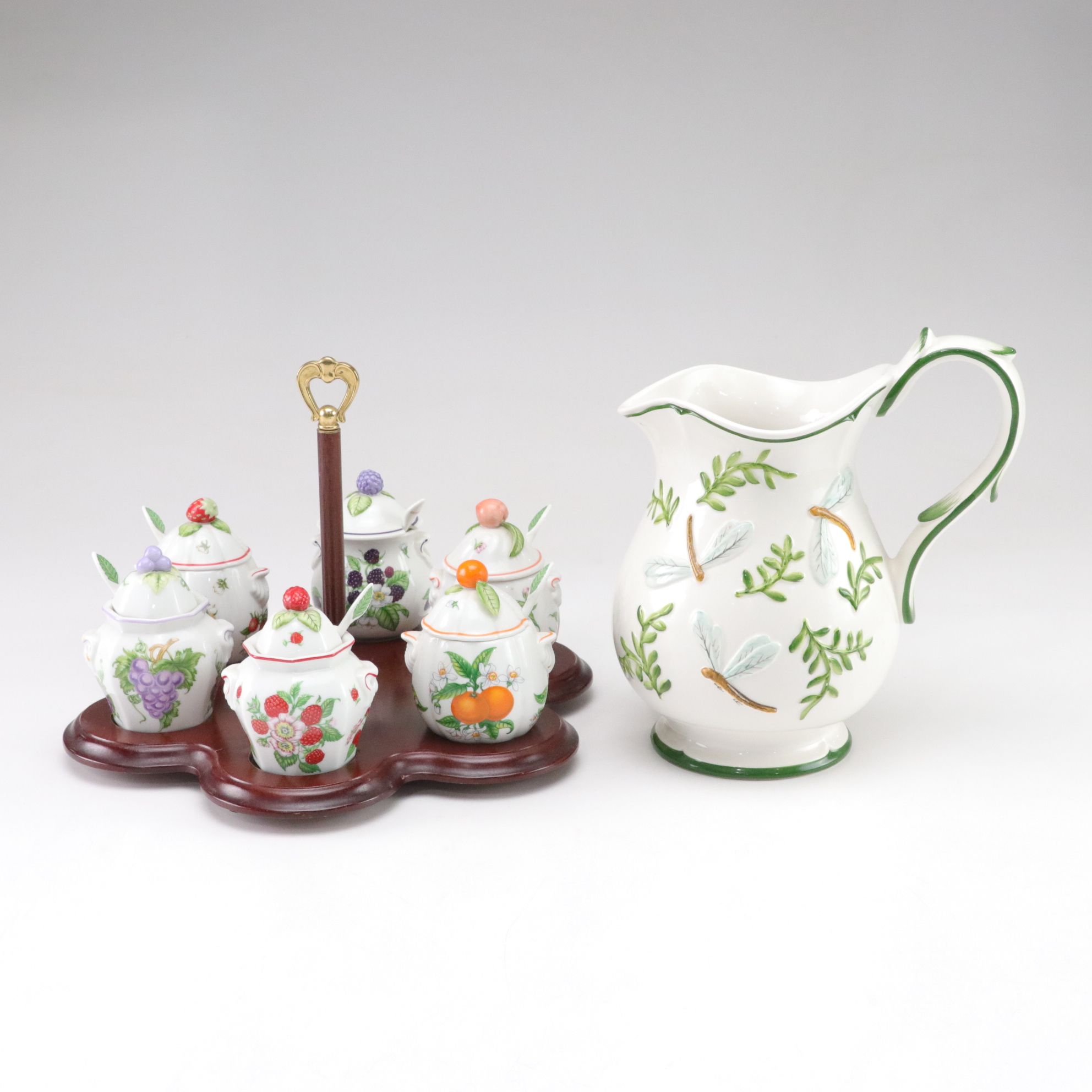 Lenox "Lenox Orchard" Jam & Jelly Set with Carraro Dragonfly Pitcher