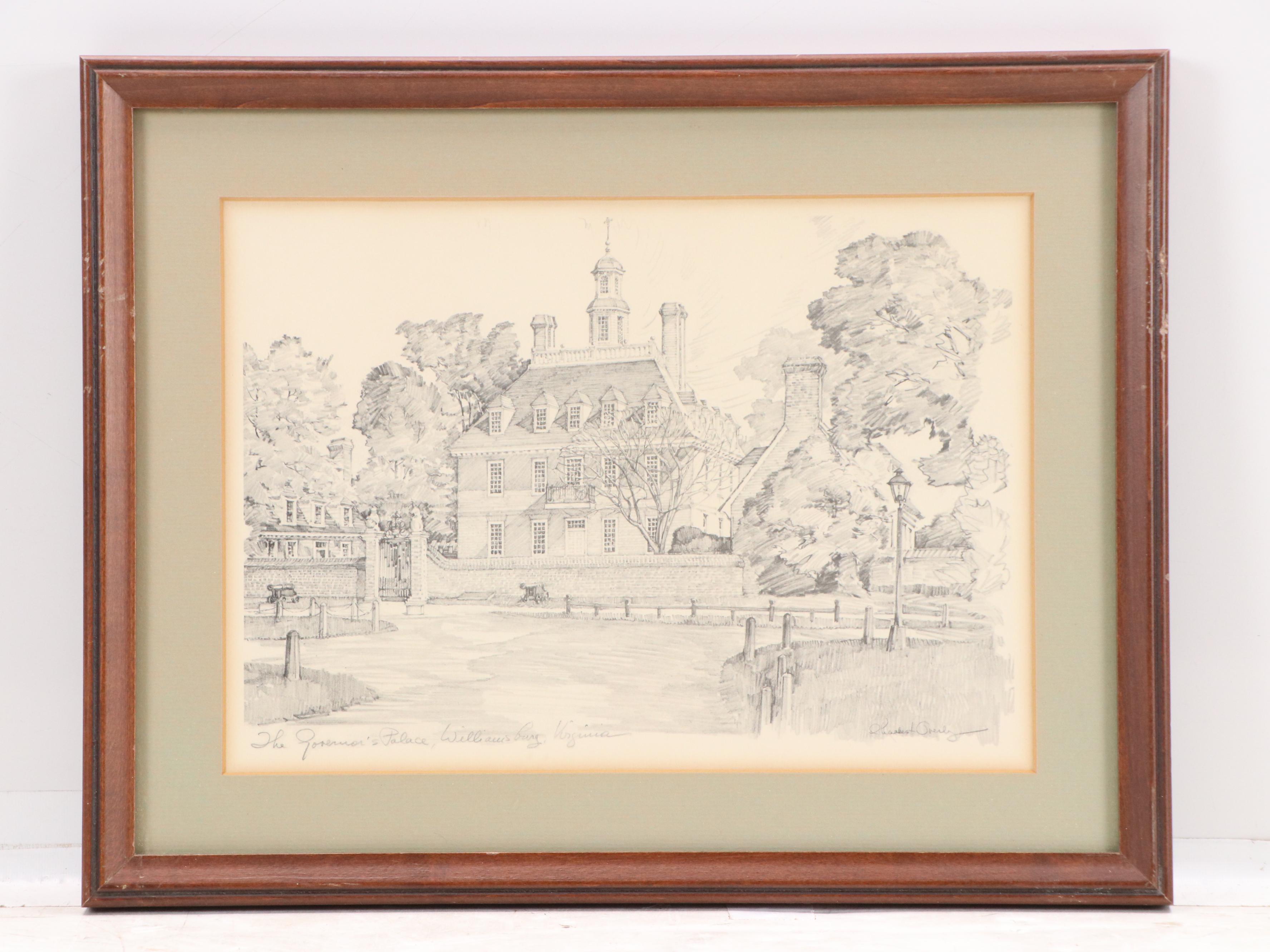 Halftones After Charles H. Overly of Buildings in Williamsburg, Virginia