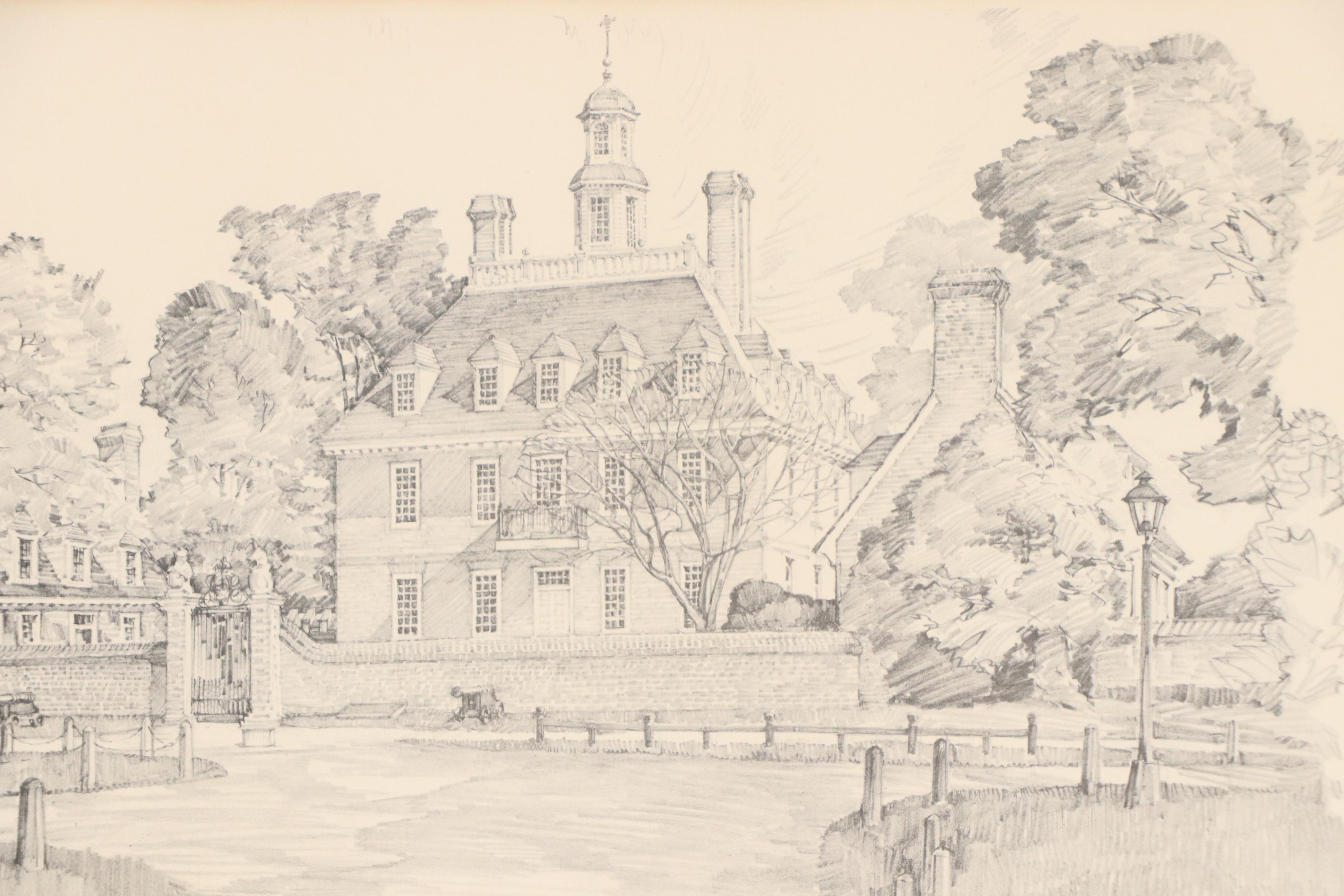 Halftones After Charles H. Overly of Buildings in Williamsburg, Virginia