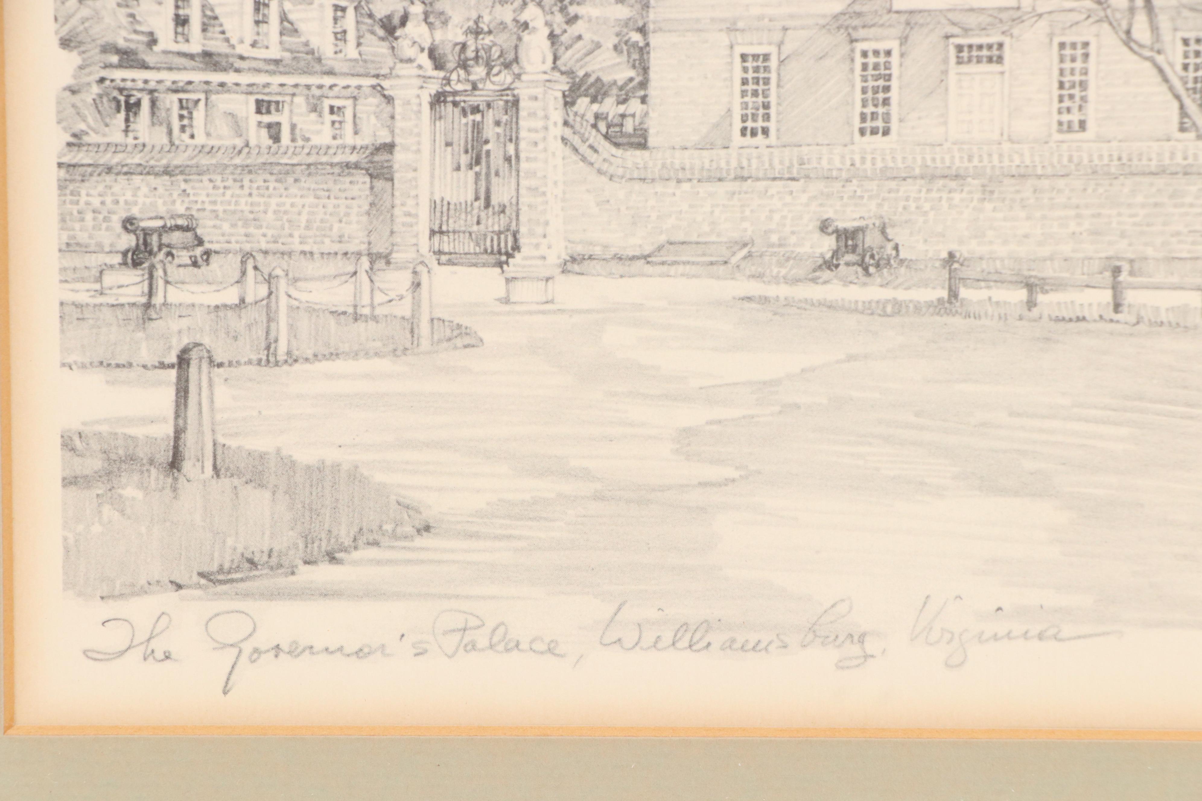 Halftones After Charles H. Overly of Buildings in Williamsburg, Virginia