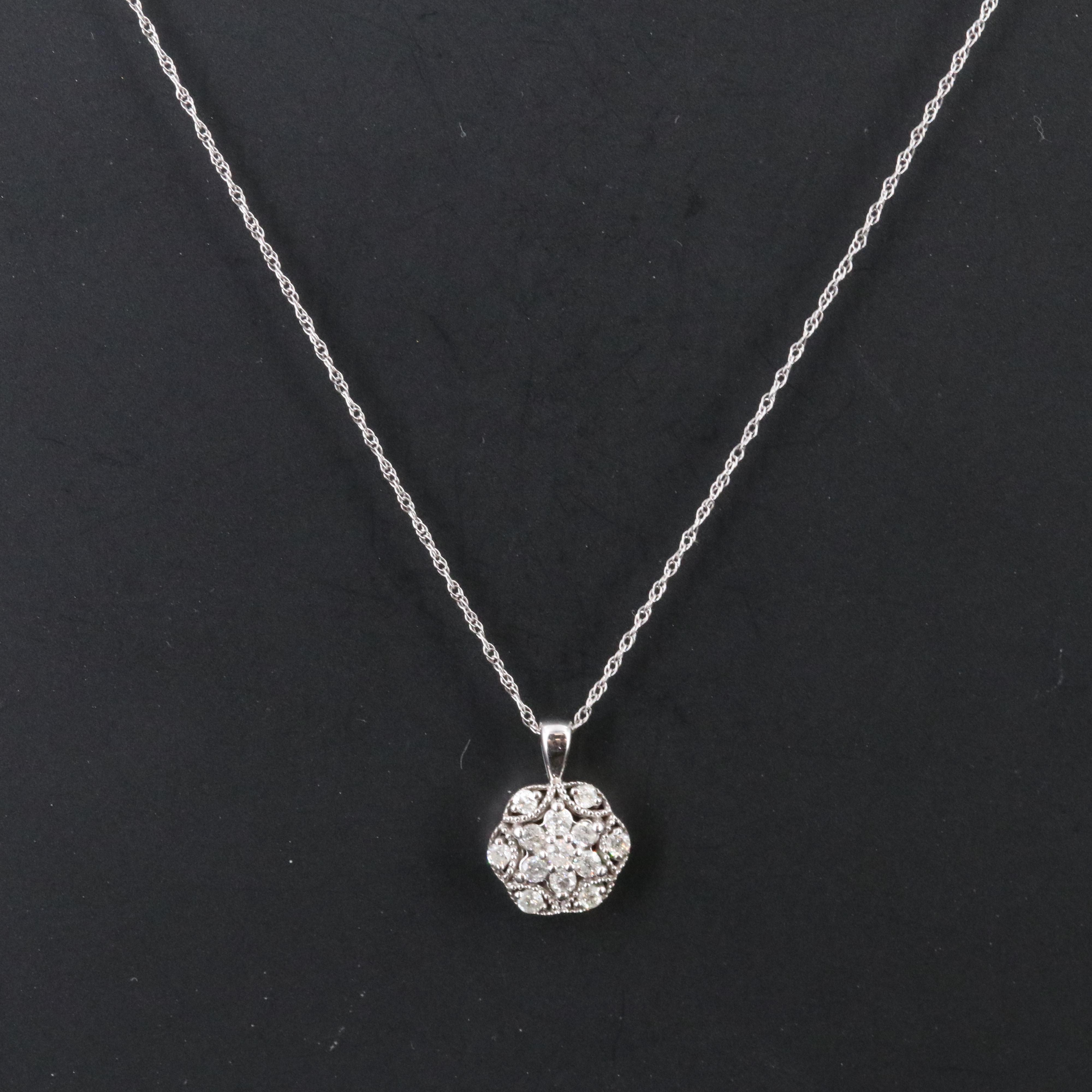 10K 0.26 CTW Diamond Pendant Necklace