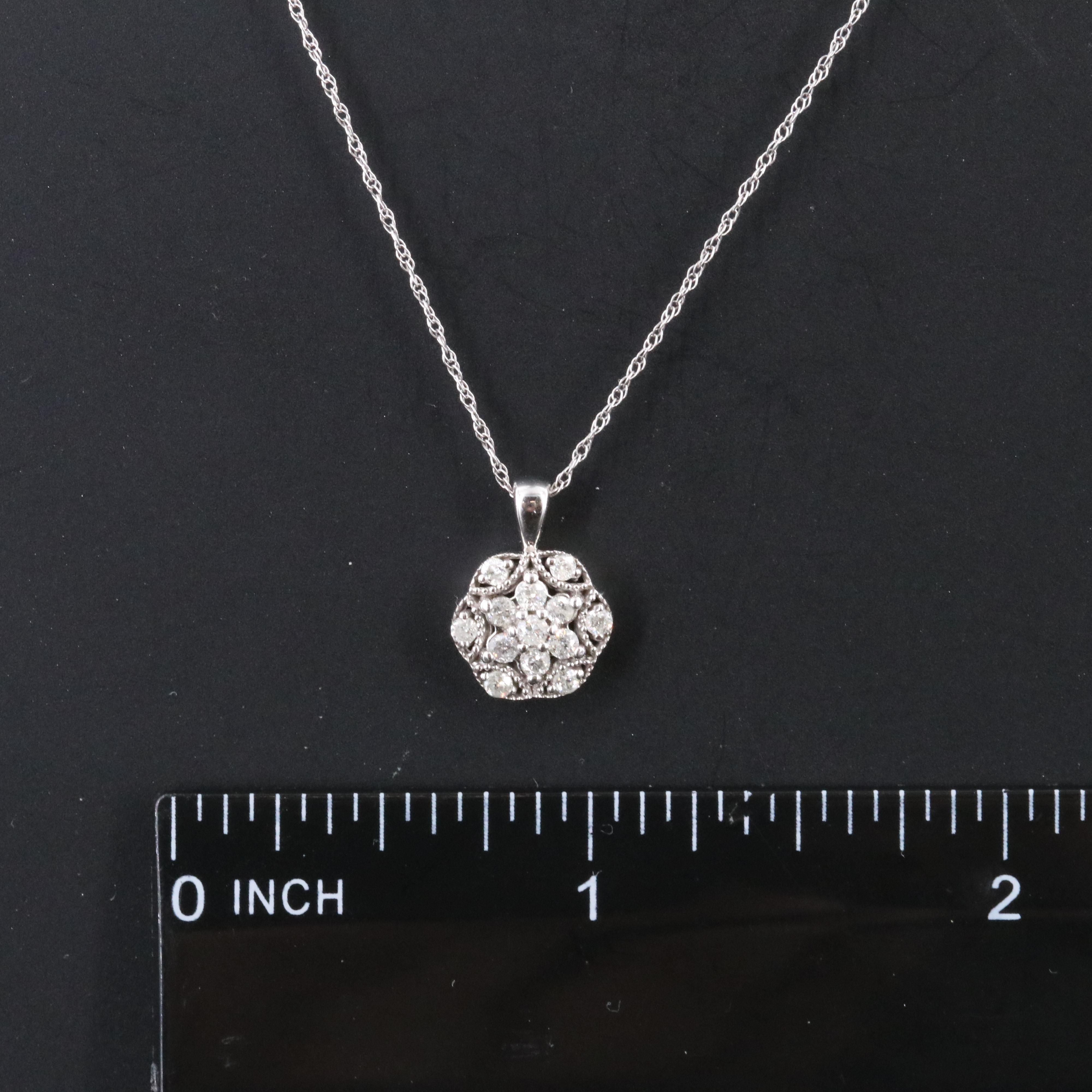 10K 0.26 CTW Diamond Pendant Necklace