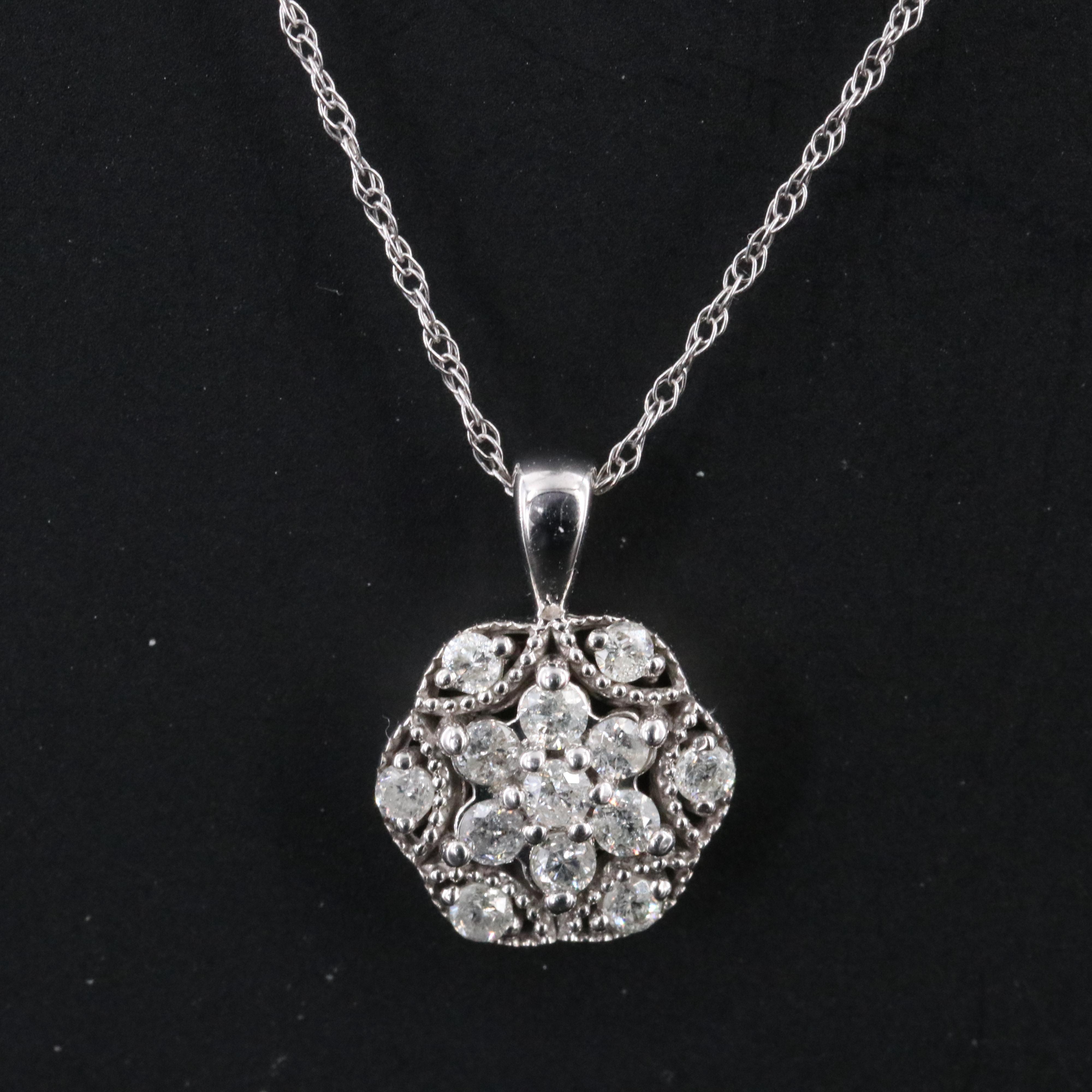 10K 0.26 CTW Diamond Pendant Necklace