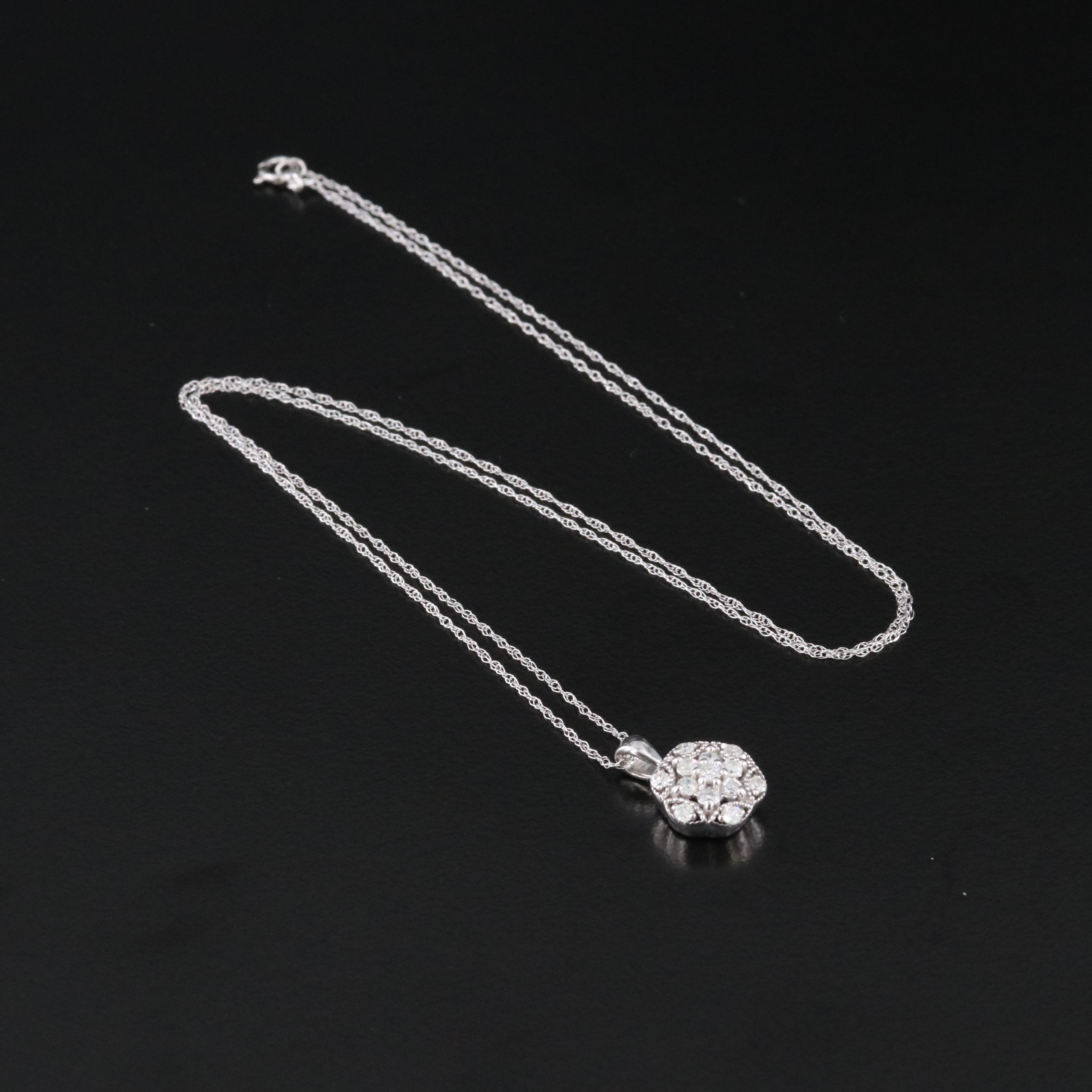 10K 0.26 CTW Diamond Pendant Necklace