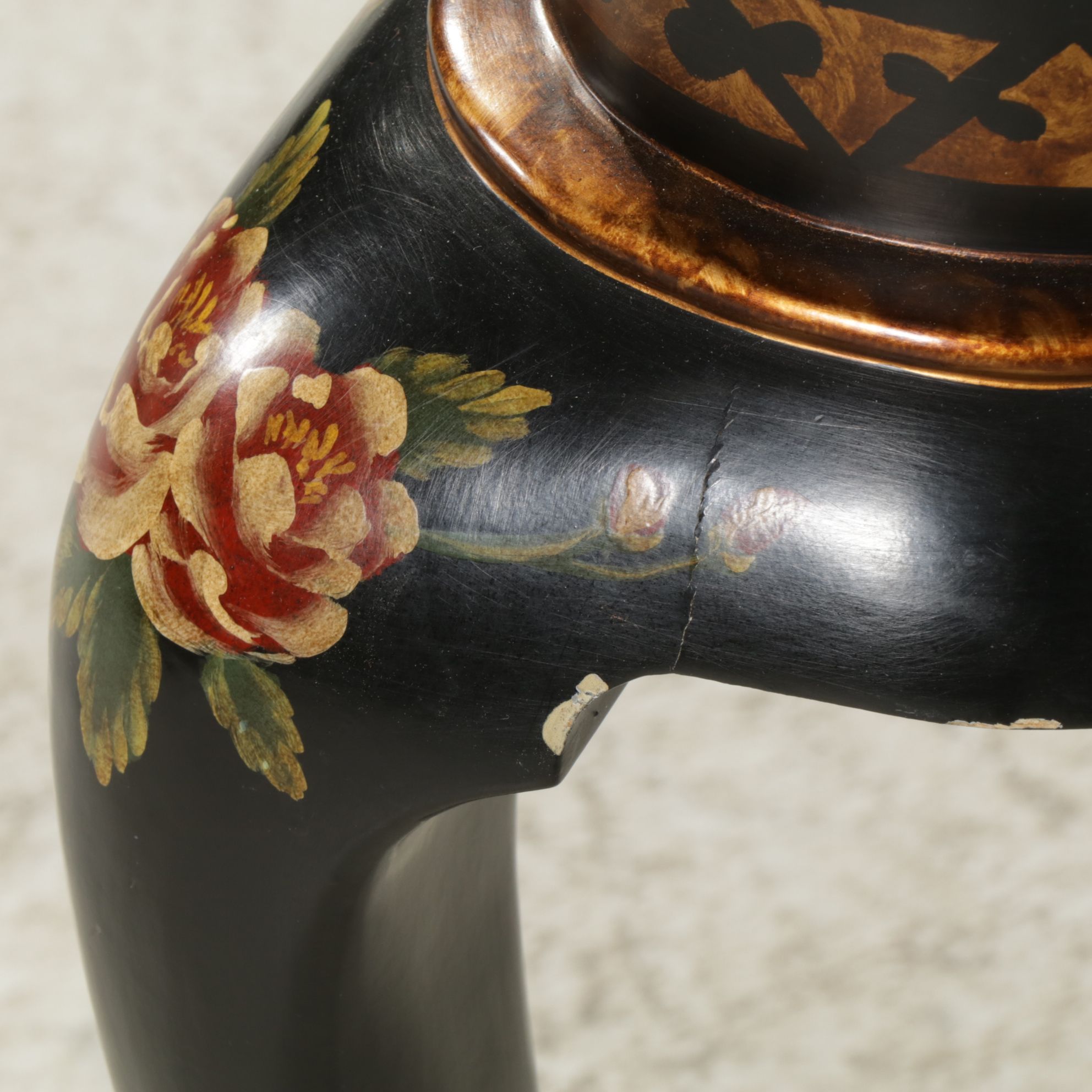 Chinese Black Lacquer Cocktail Table with Carved and Painted Decoration