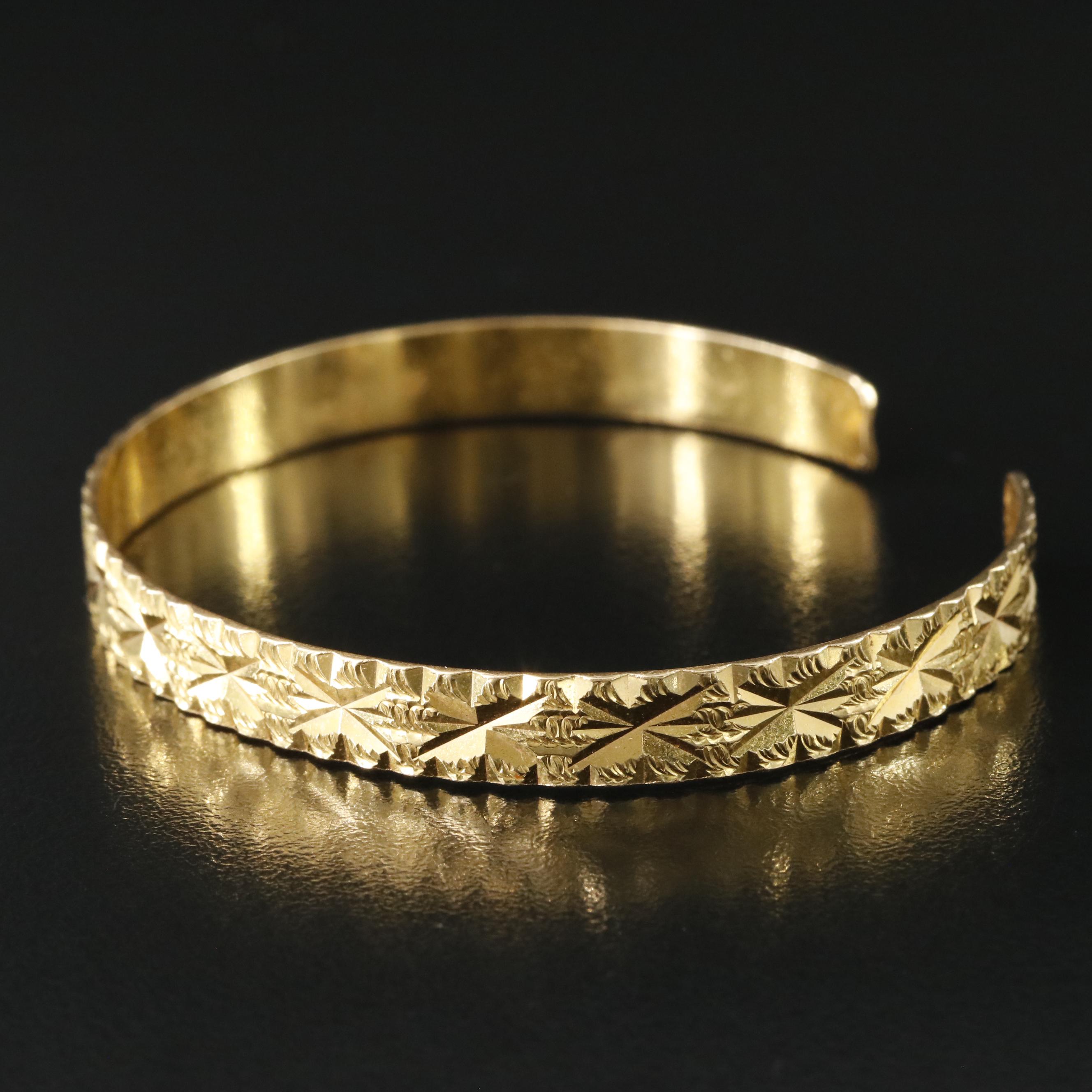 21K Diamond-Cut Style Cuff Bracelet