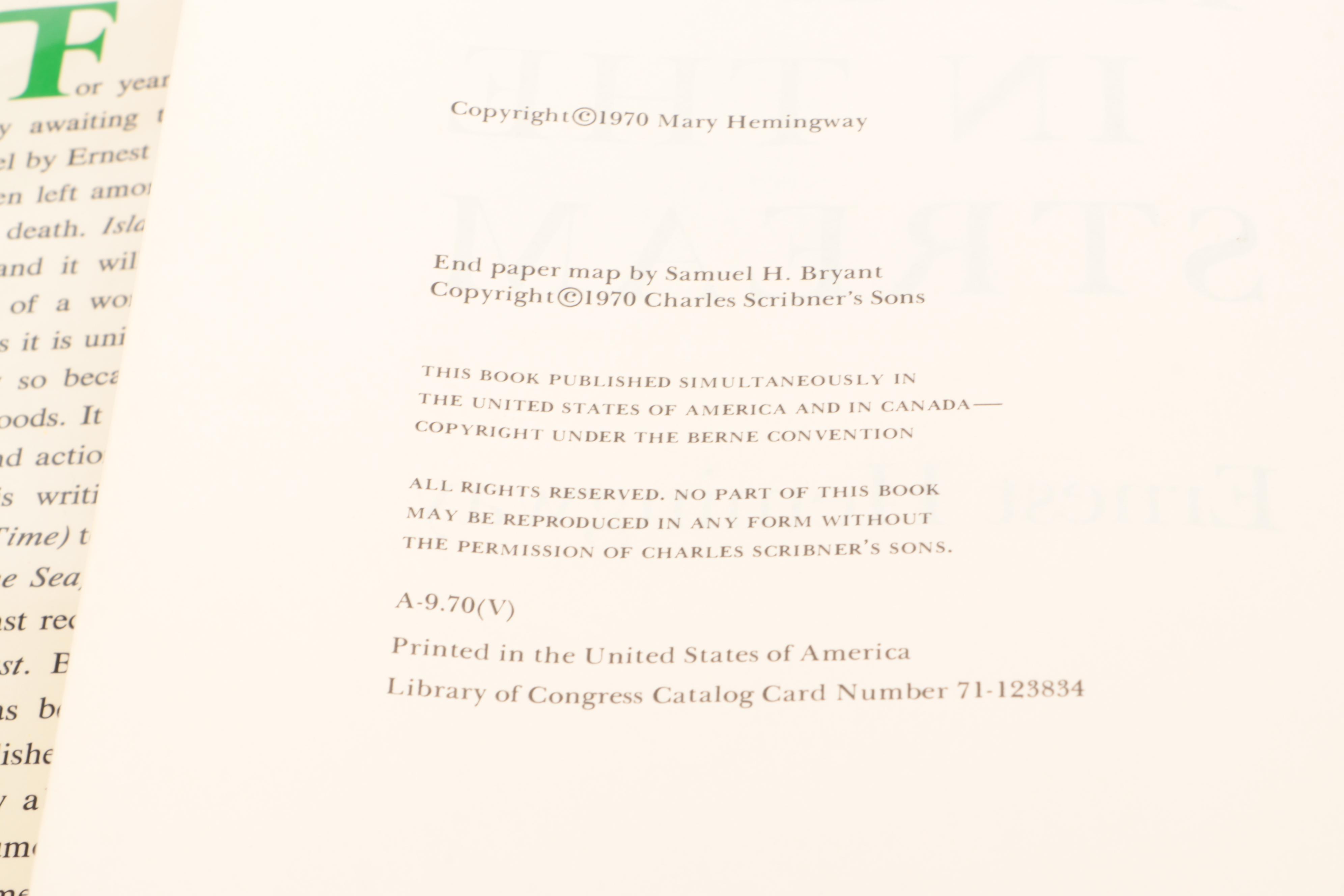 First Edition "Islands in the Stream" by Ernest Hemingway, 1970