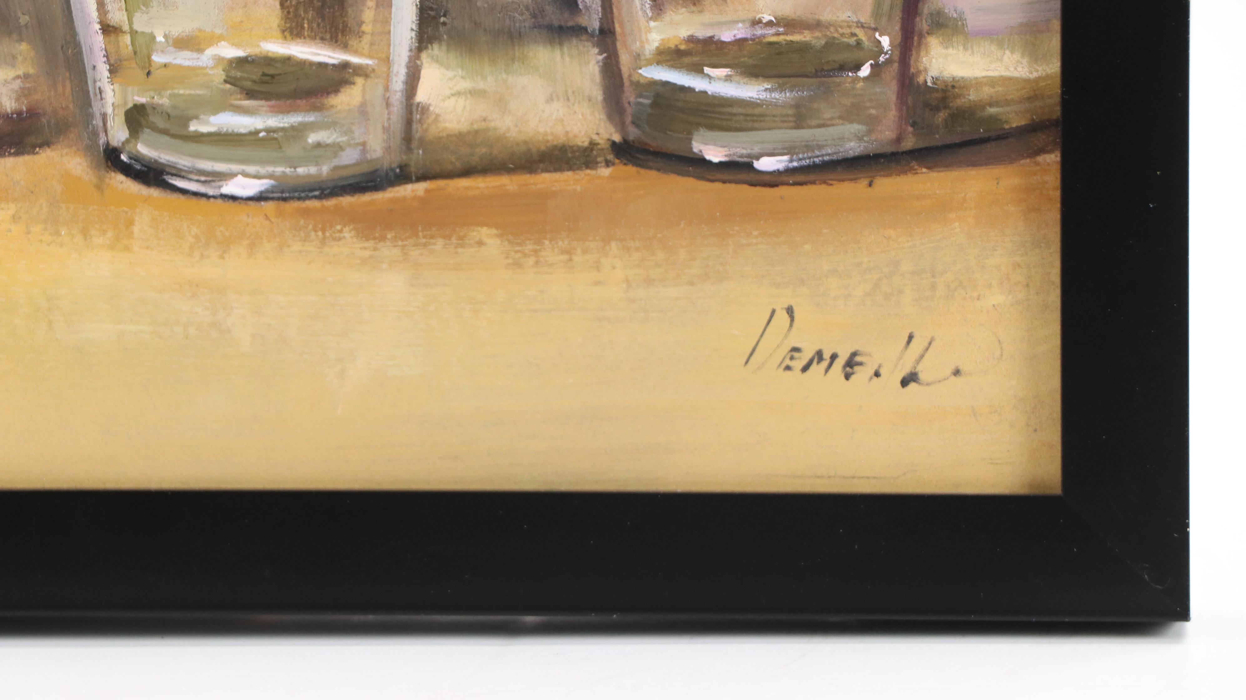 Natalia Demenko Still Life Oil Painting of Drinking Glasses, 21st Century