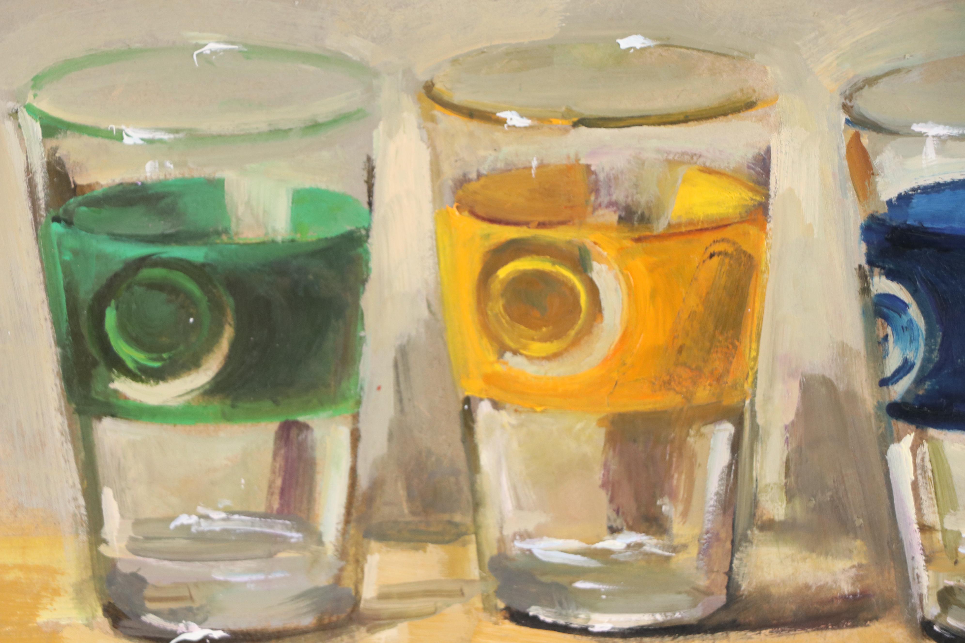 Natalia Demenko Still Life Oil Painting of Drinking Glasses, 21st Century