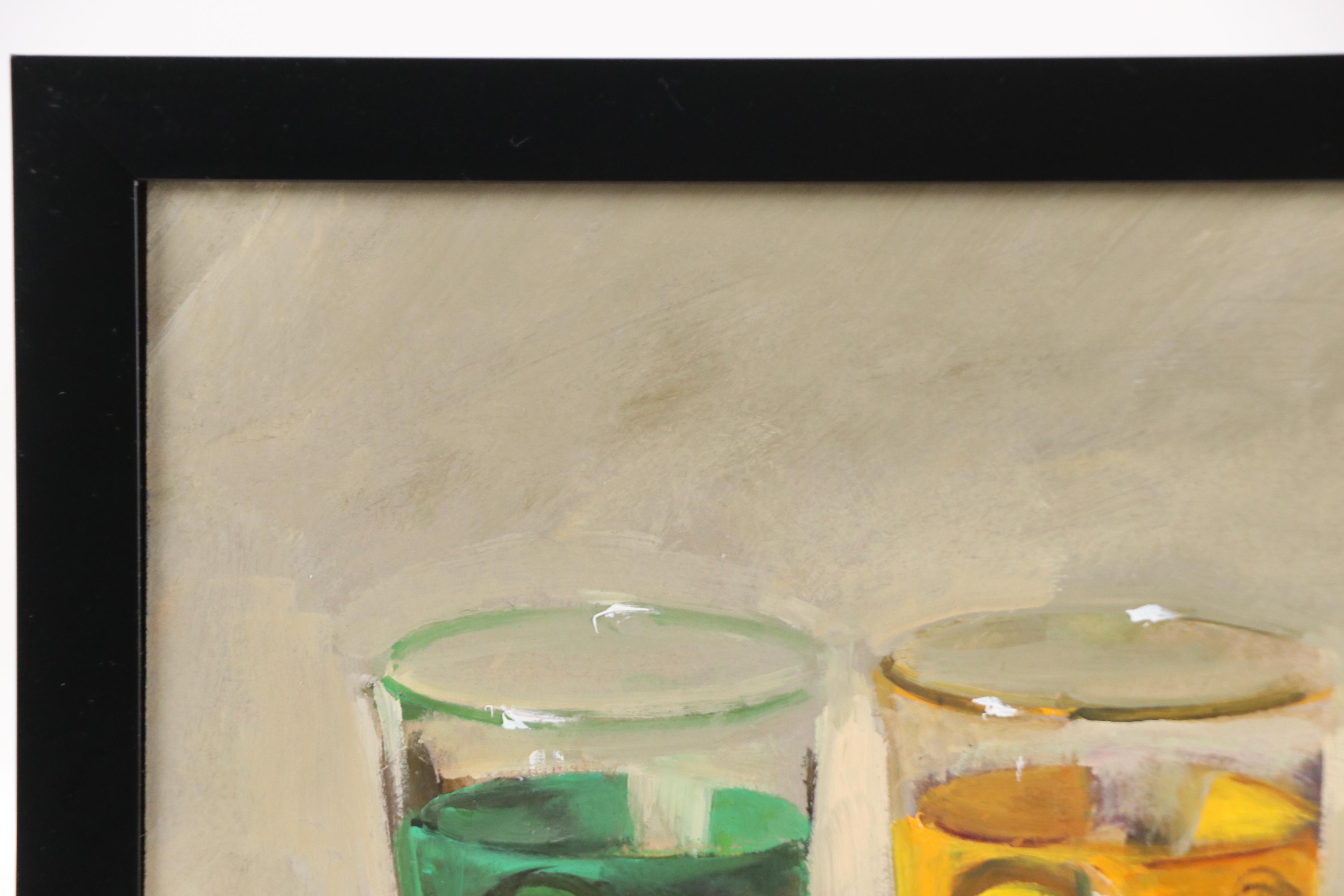 Natalia Demenko Still Life Oil Painting of Drinking Glasses, 21st Century