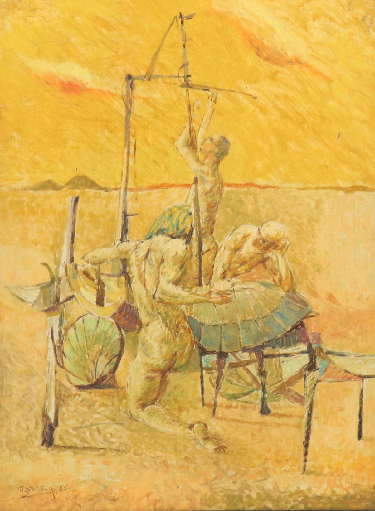 Surrealist Figurative Oil Painting, 1955