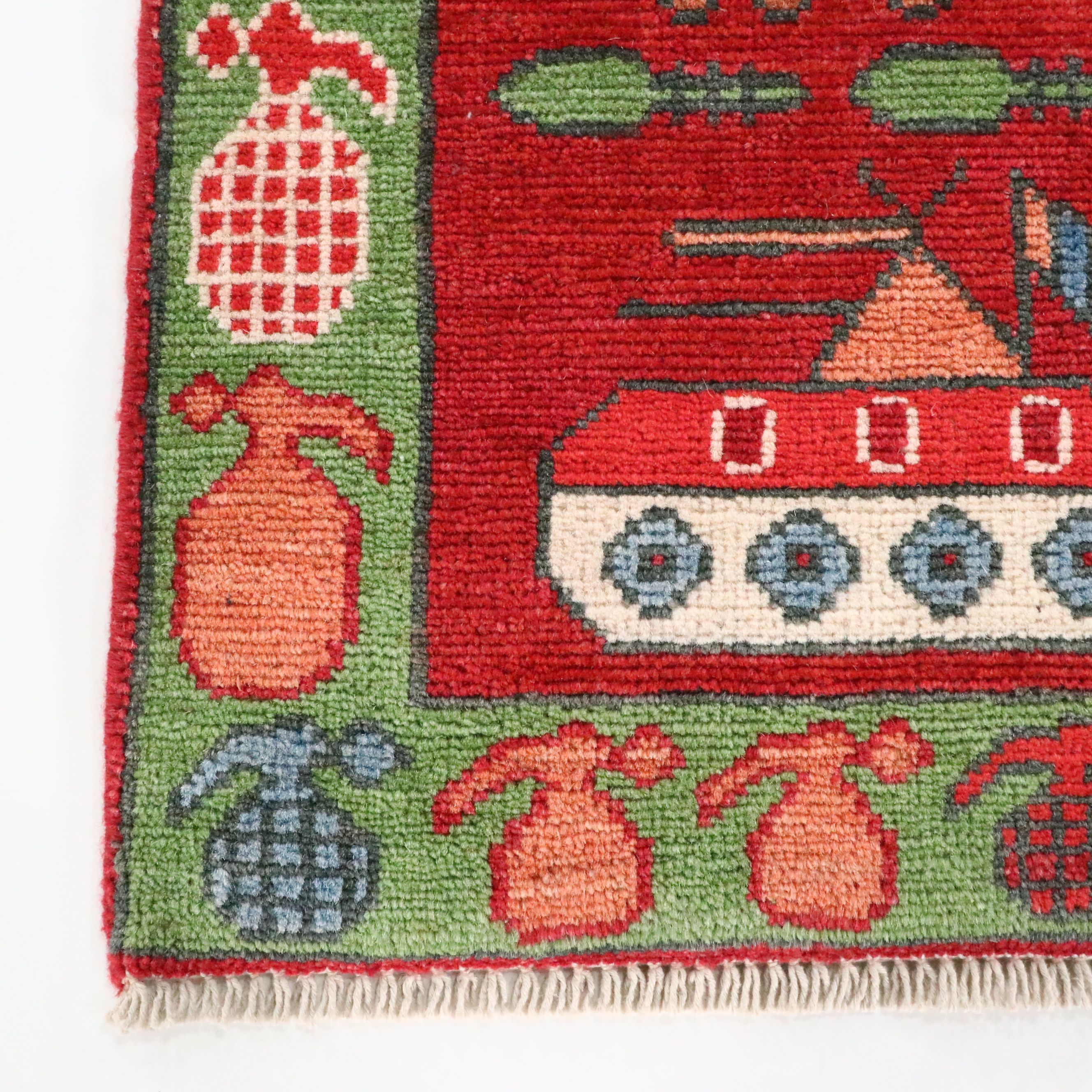 2' x 3'2 Hand-Knotted Afghan Pictorial War Accent Rug