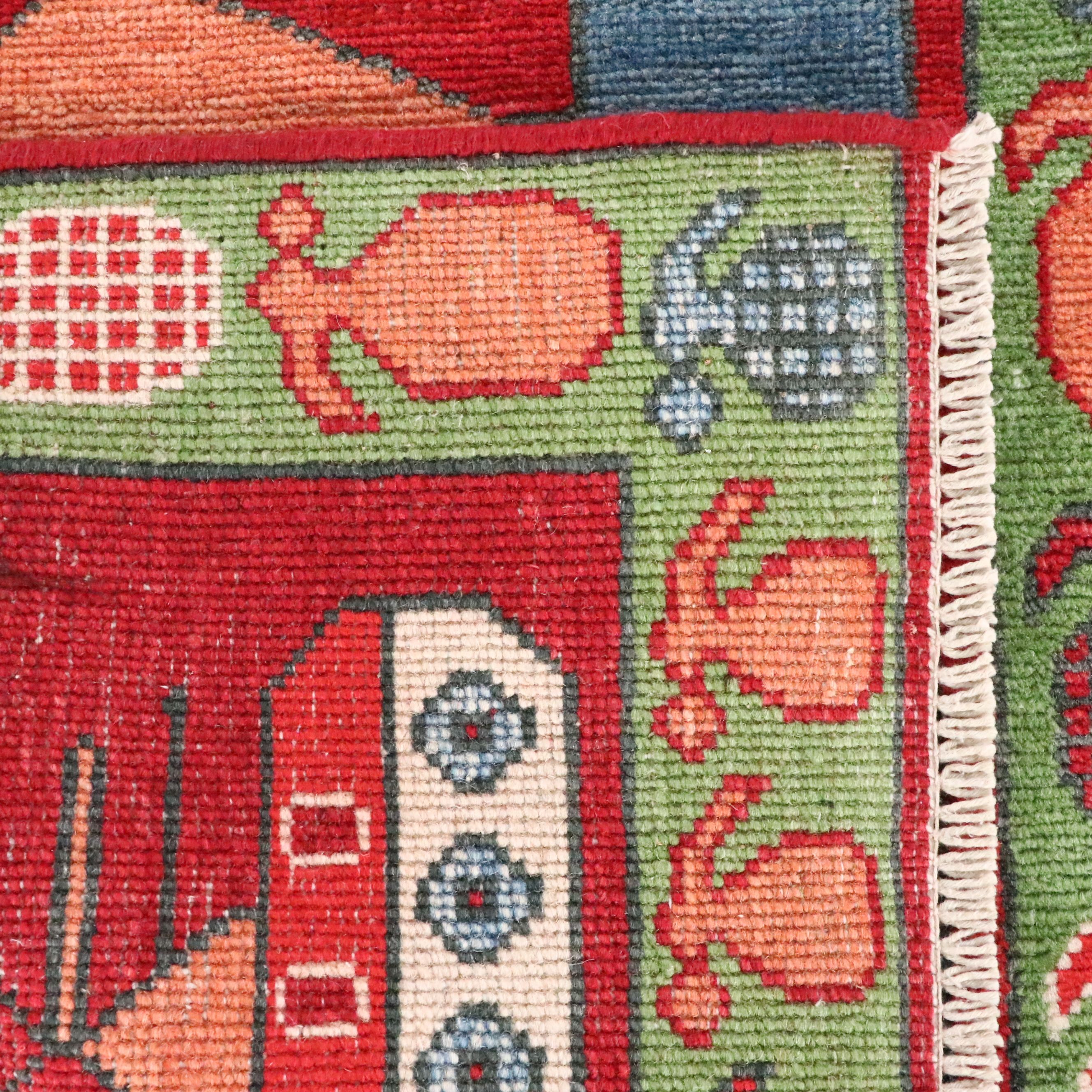 2' x 3'2 Hand-Knotted Afghan Pictorial War Accent Rug