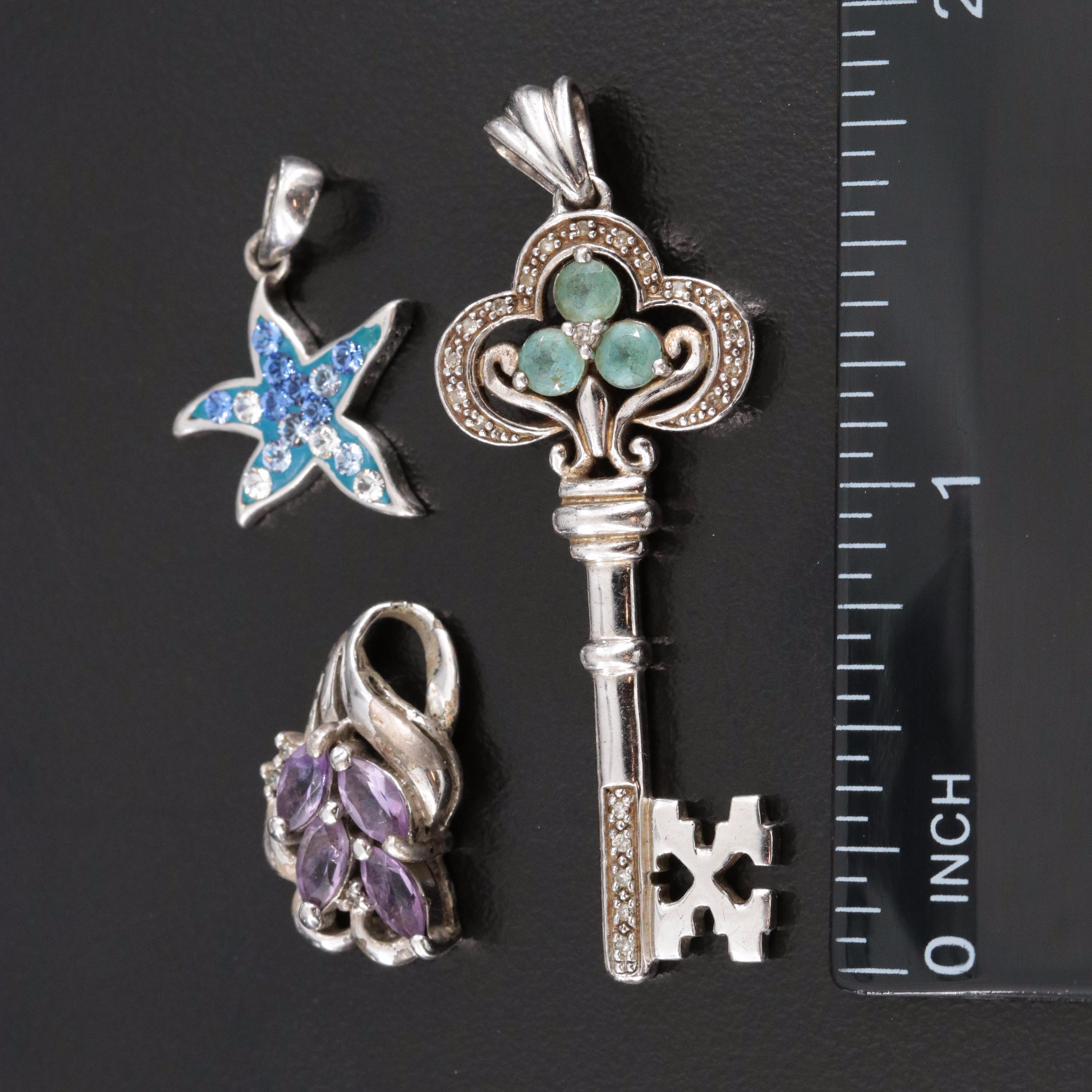 Sterling Amethyst, Topaz and Glass Crystal Pendant Collection