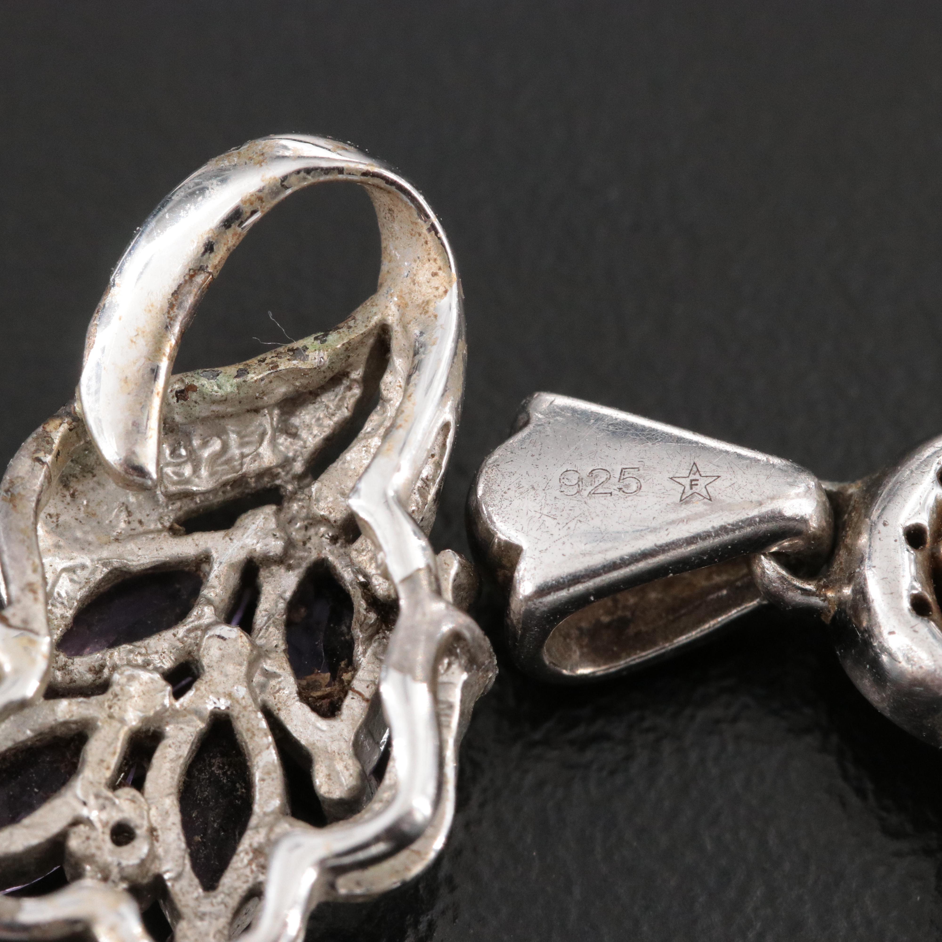 Sterling Amethyst, Topaz and Glass Crystal Pendant Collection