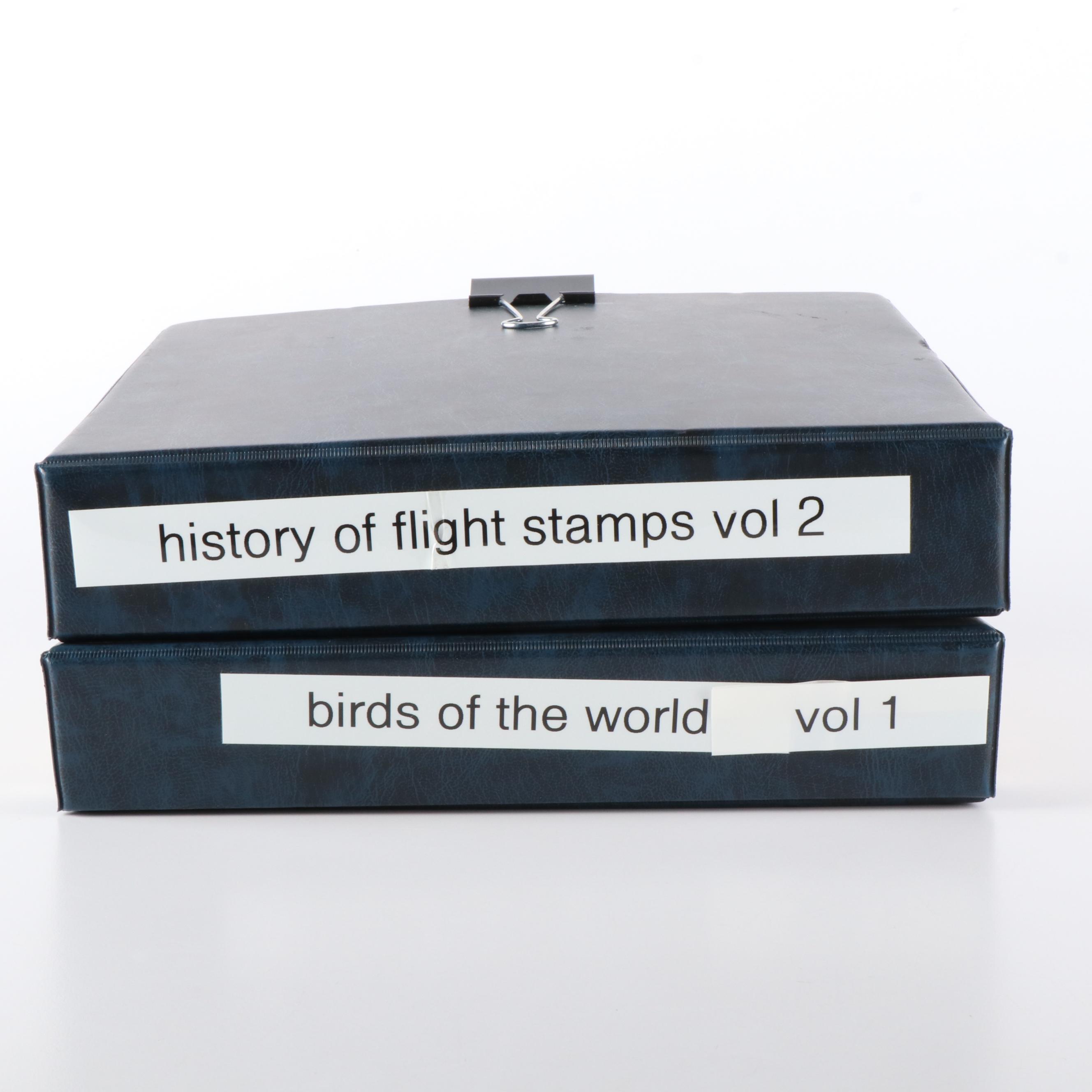 Two Large Themed Postage Stamp Albums, Birds, History of Flight