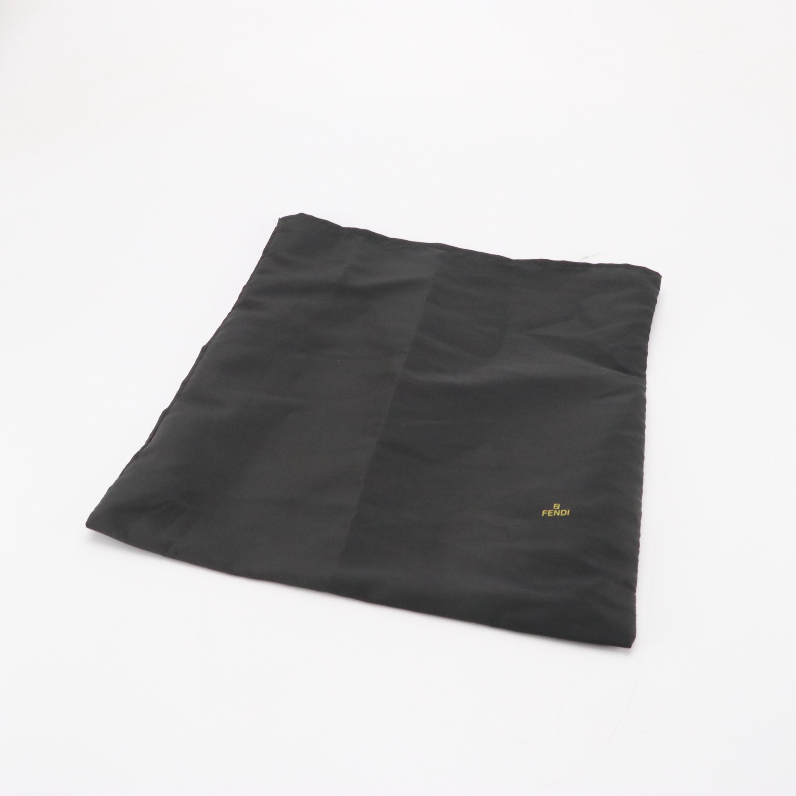 Fendi Navy Zucchino Jacquard and White Leather Shoulder Bag