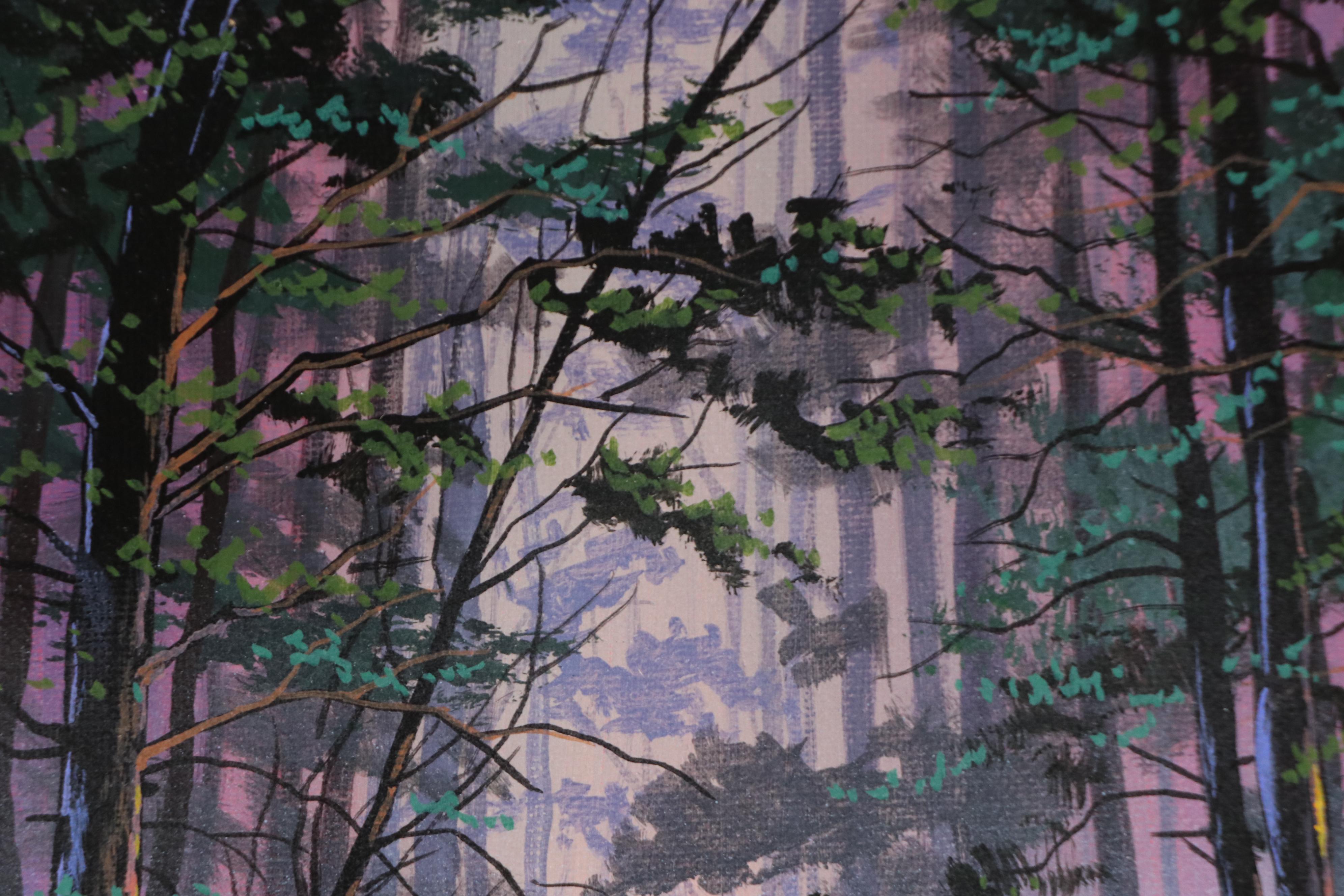 Doug "Bumo" Johnpeer Sunset Landscape Oil Painting "Dog Walker," 2025