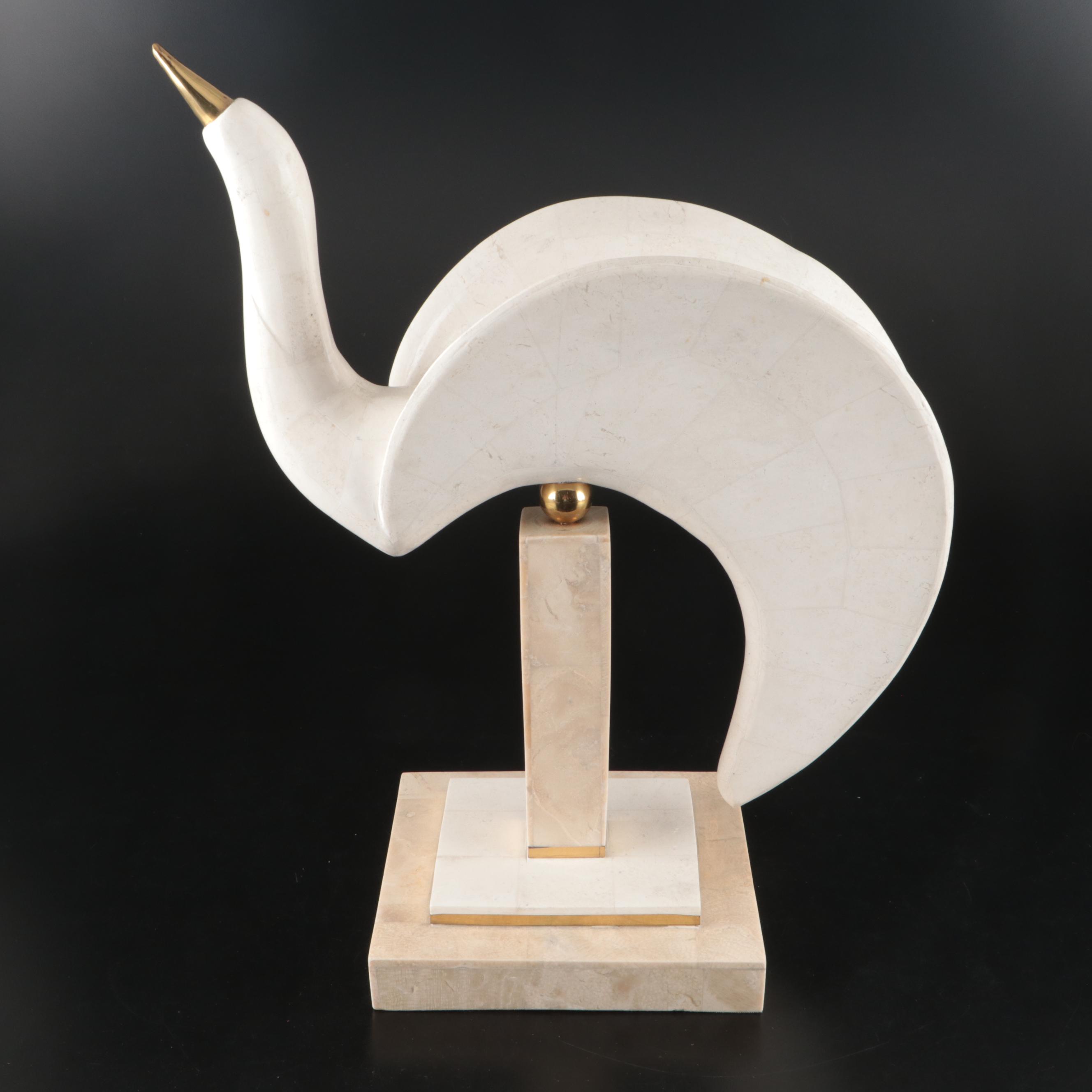 Maitland-Smith Attributed Deco Revival Tessellated Stone Bird