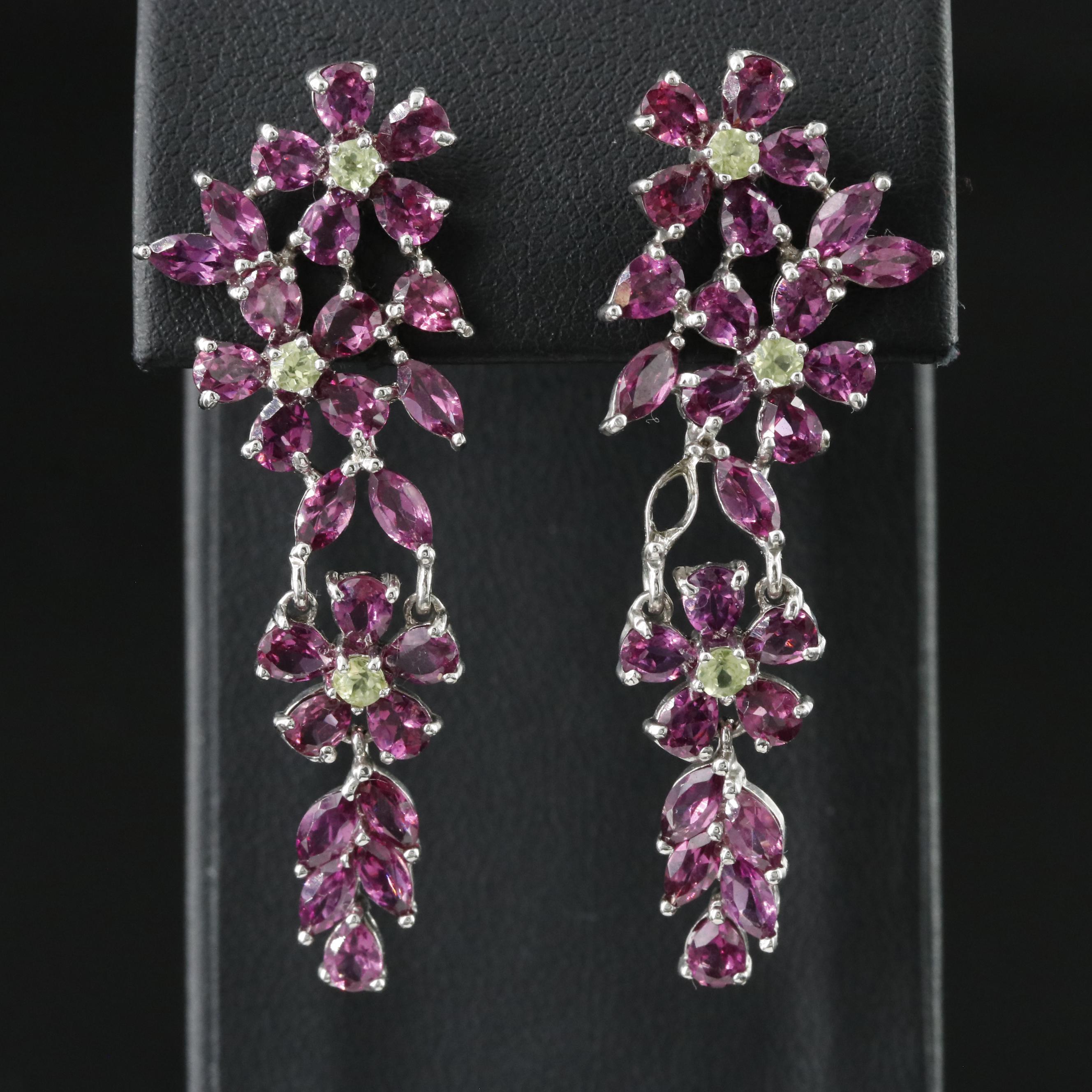 Sterling Garnet and Peridot Earrings