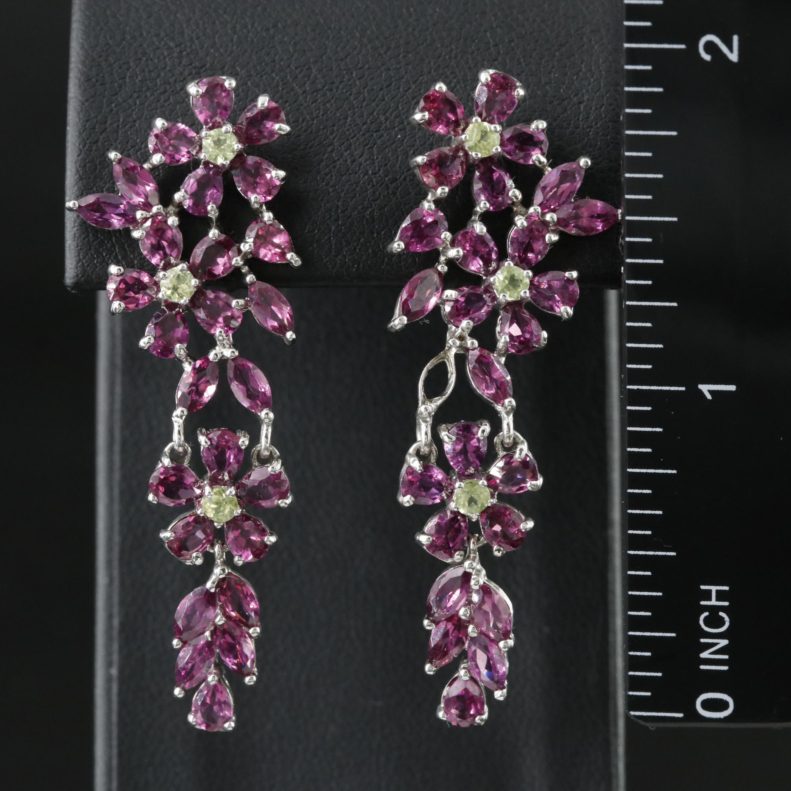 Sterling Garnet and Peridot Earrings