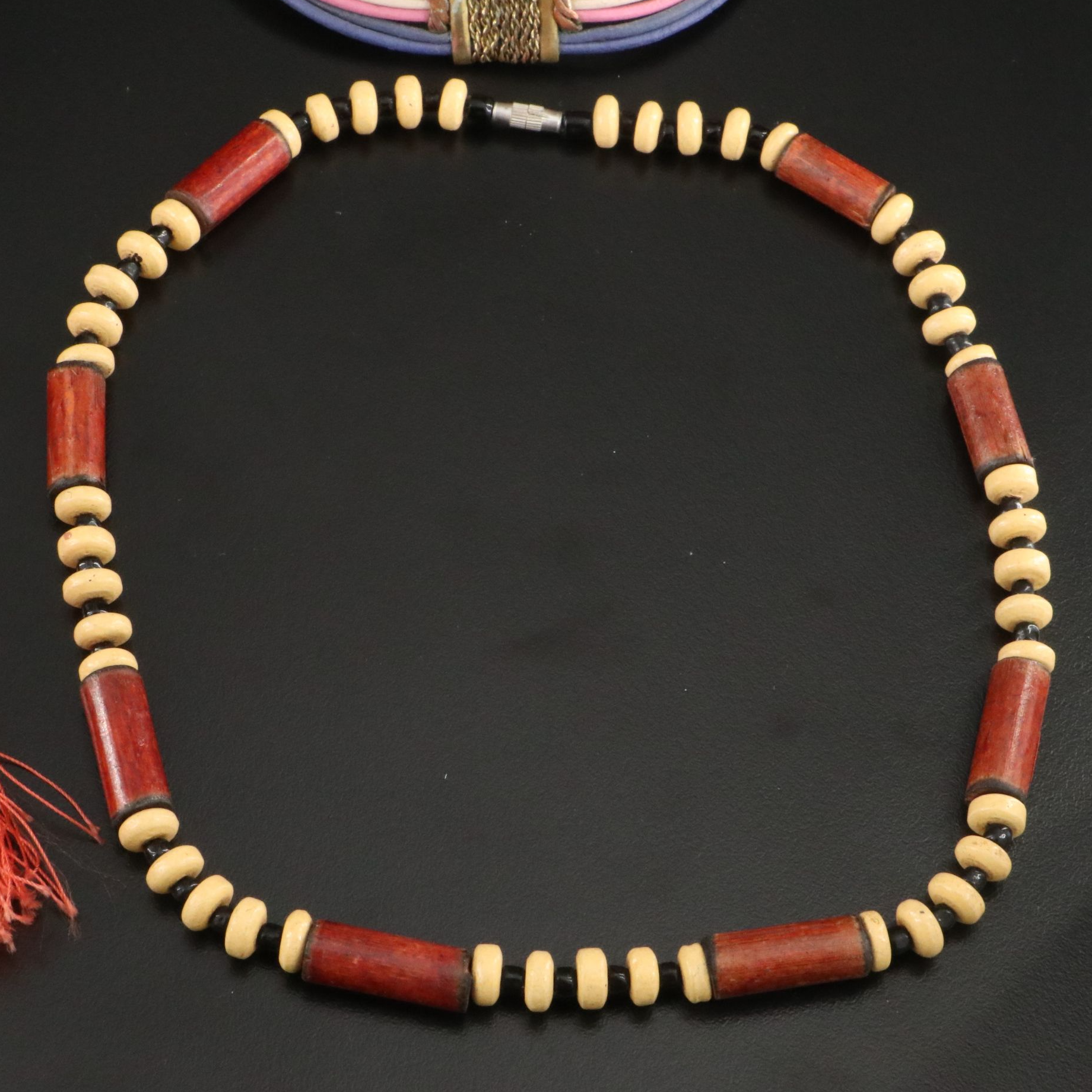 Black Onyx, Wood and Tassel Necklace Featured in Jewelry Selection