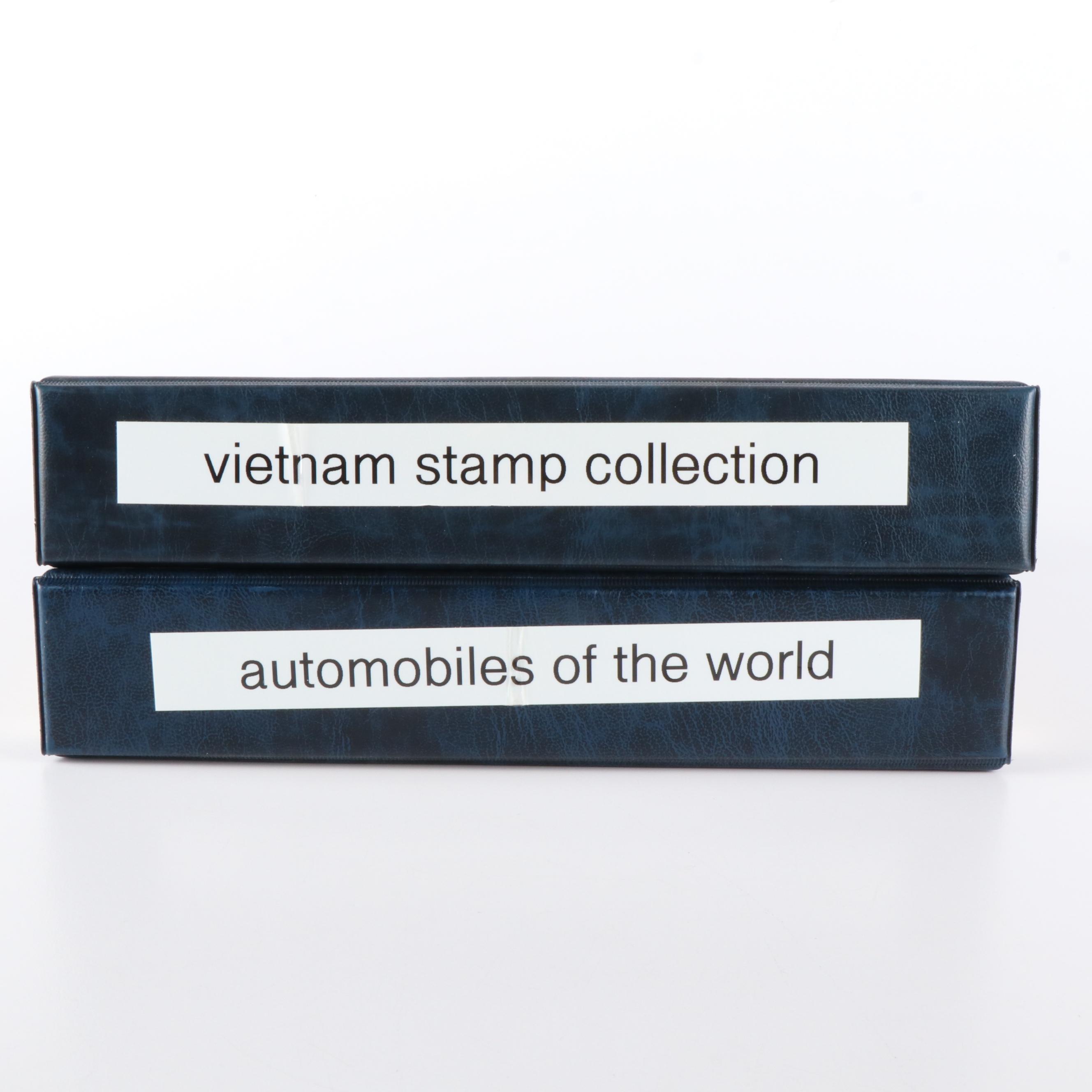 Two Stamp Albums With Mint Stamps, Automobiles of the World and Vietnam