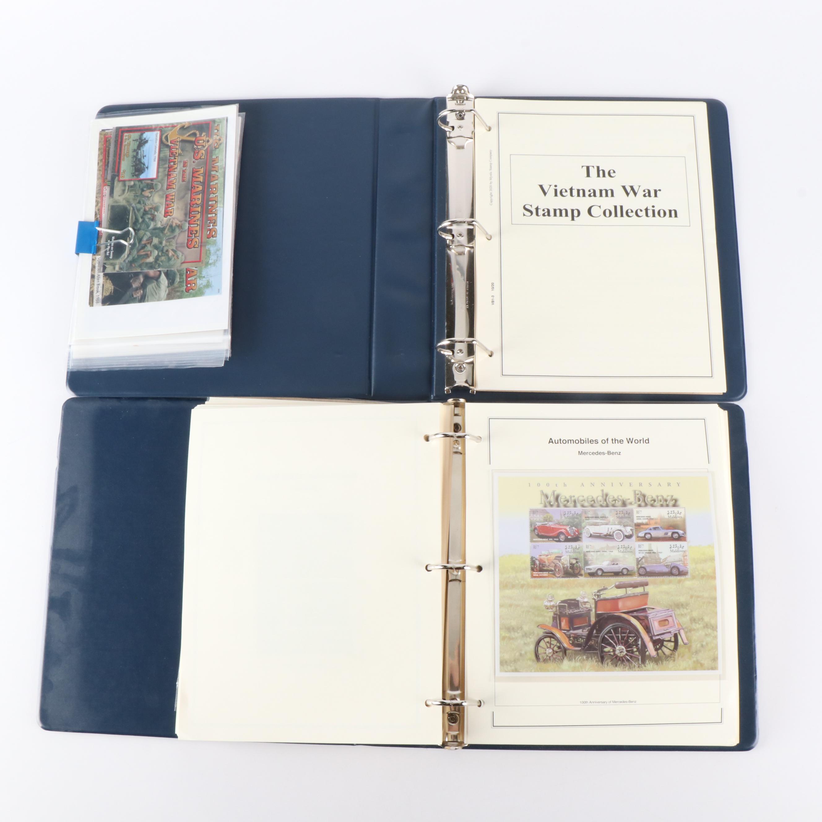 Two Stamp Albums With Mint Stamps, Automobiles of the World and Vietnam