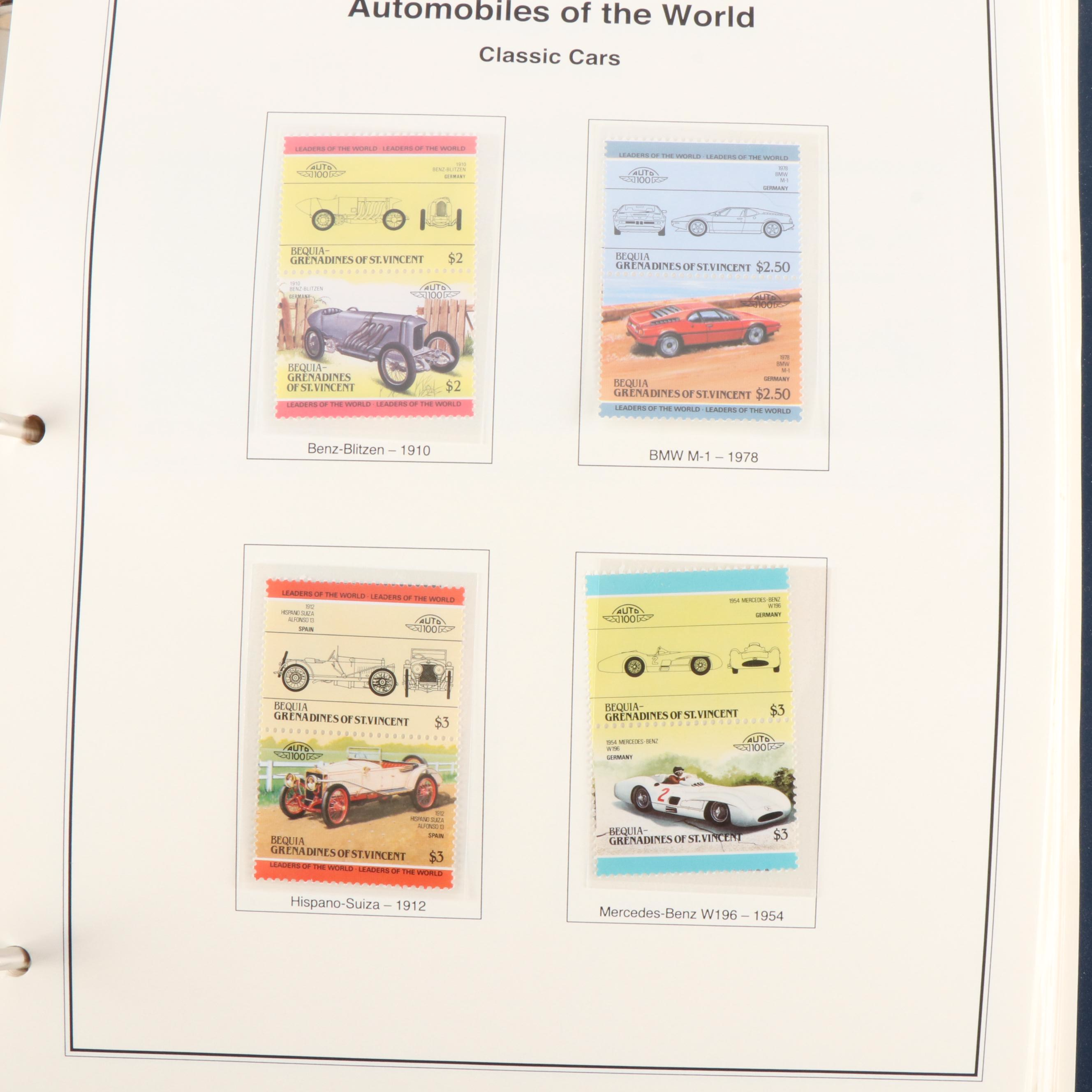 Two Stamp Albums With Mint Stamps, Automobiles of the World and Vietnam