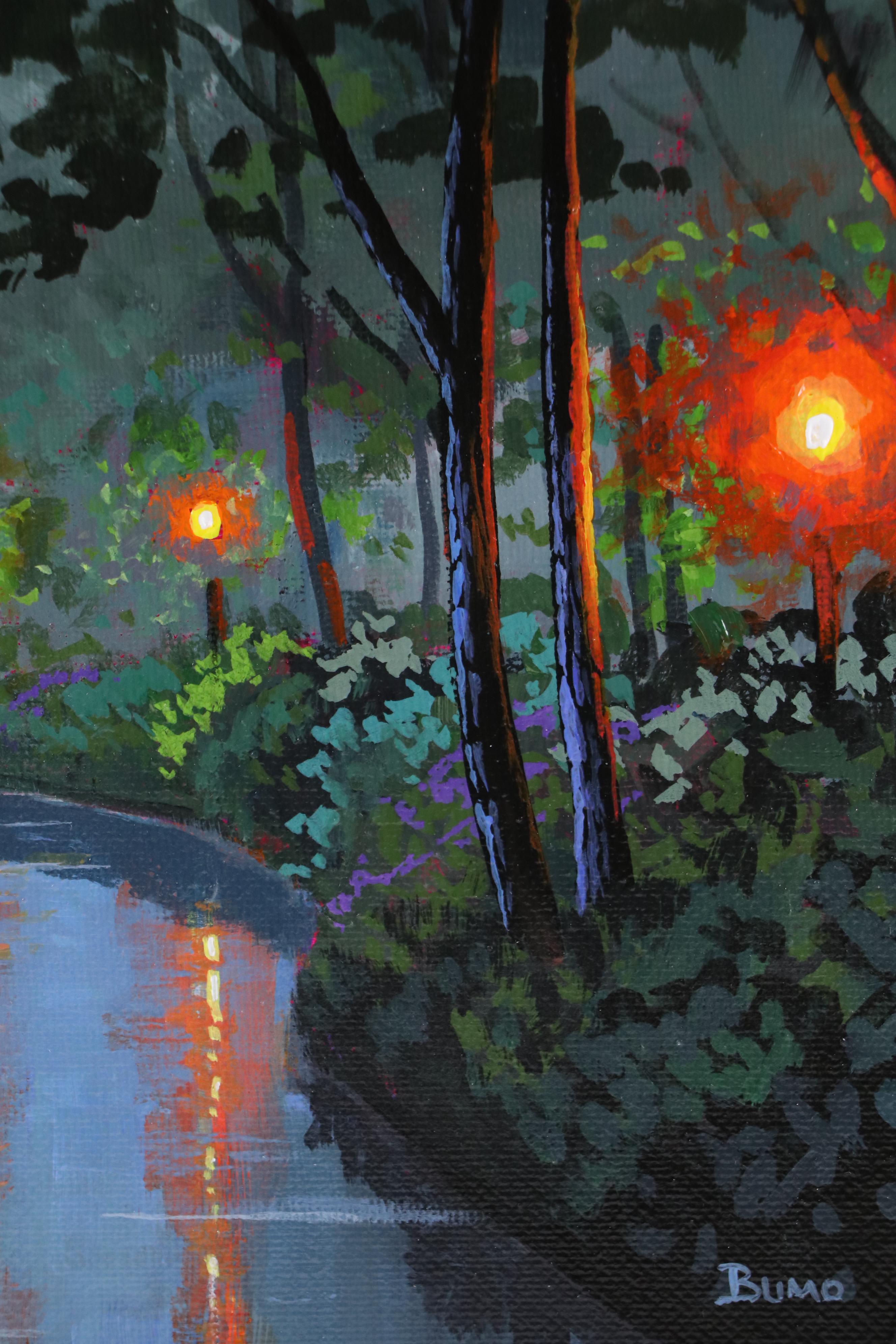 Doug "Bumo" Johnpeer Sunset Landscape Oil Painting "Walk In The Park," 2025