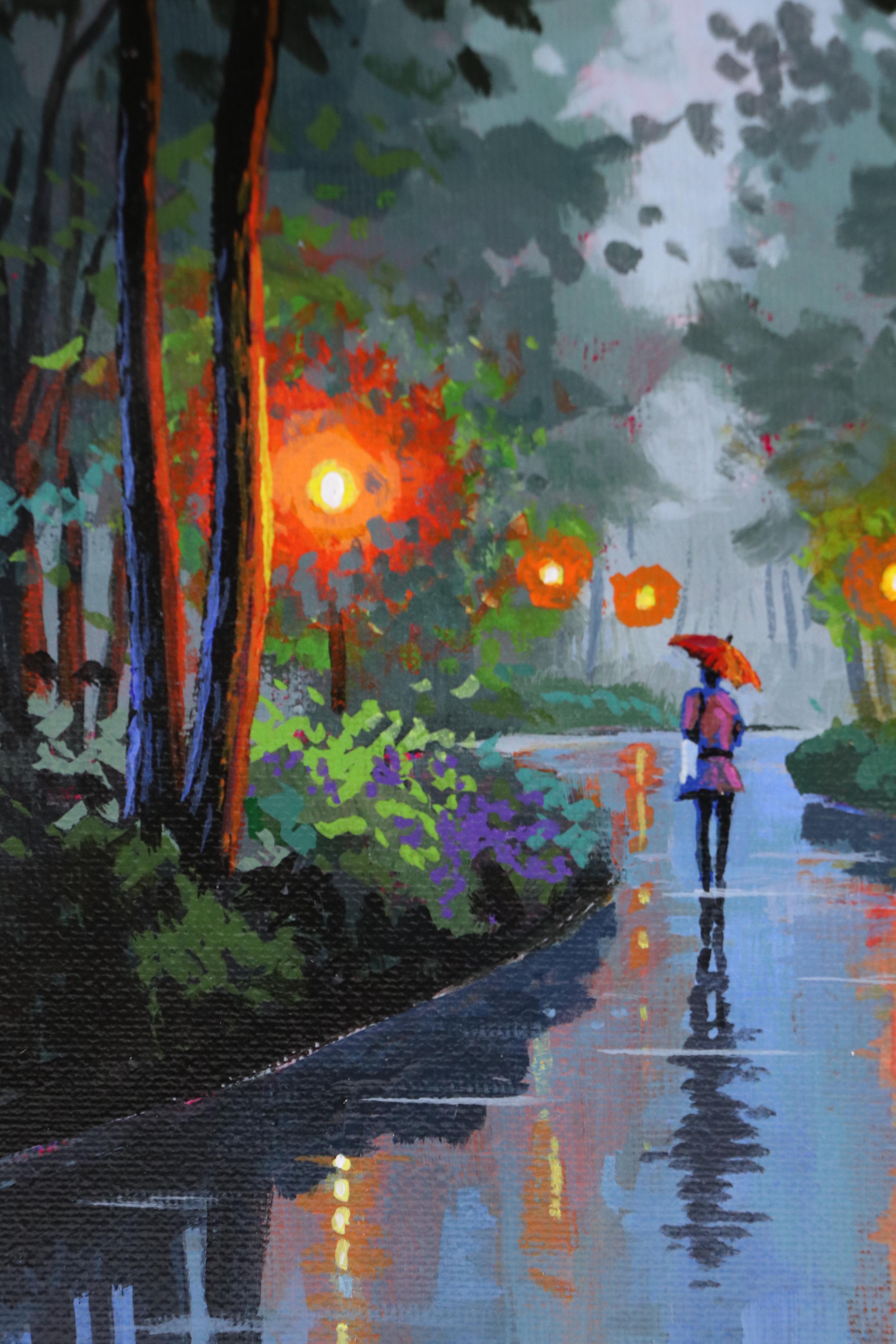 Doug "Bumo" Johnpeer Sunset Landscape Oil Painting "Walk In The Park," 2025