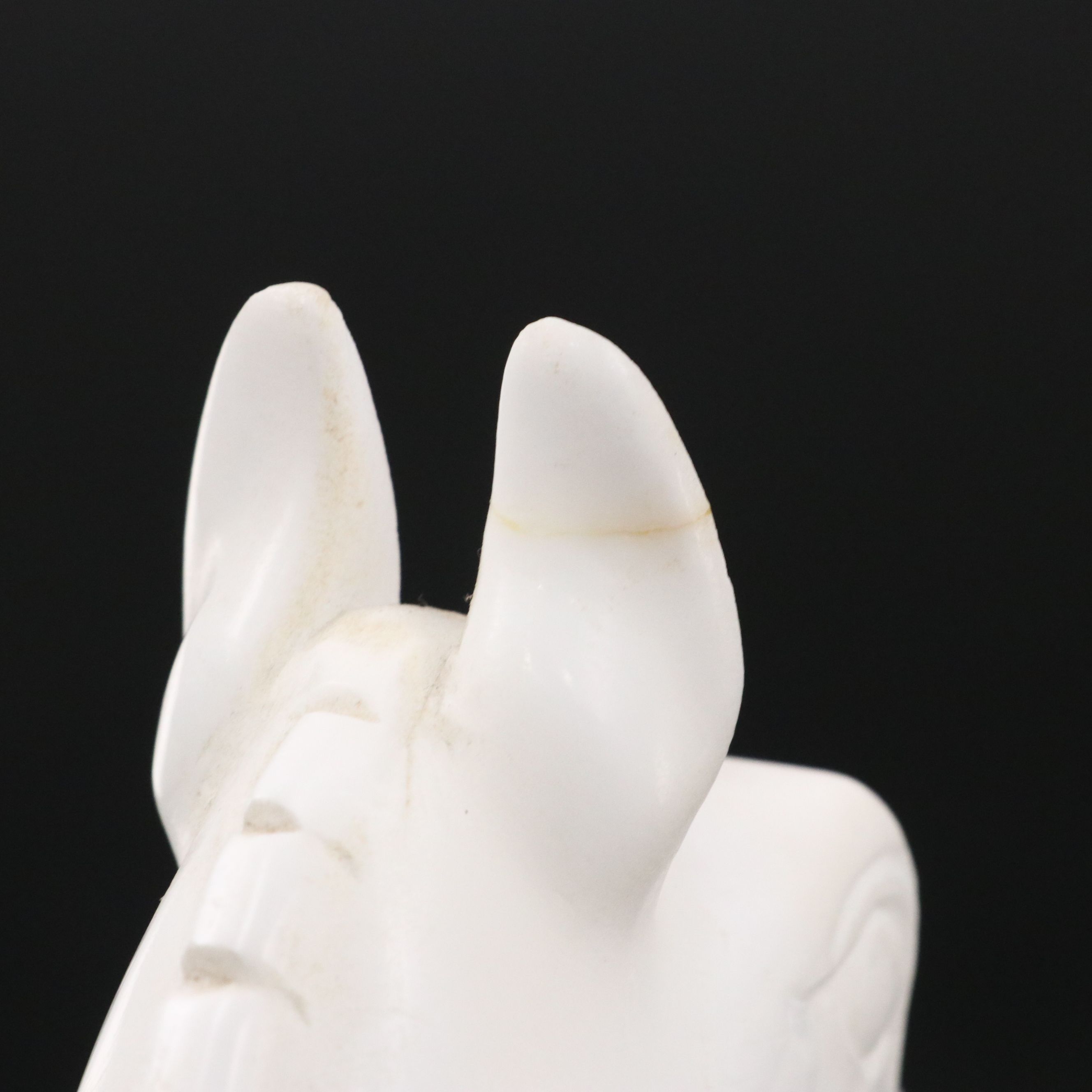 Art Deco Style Carved Stone Horse Head Bookends on Marble Bases