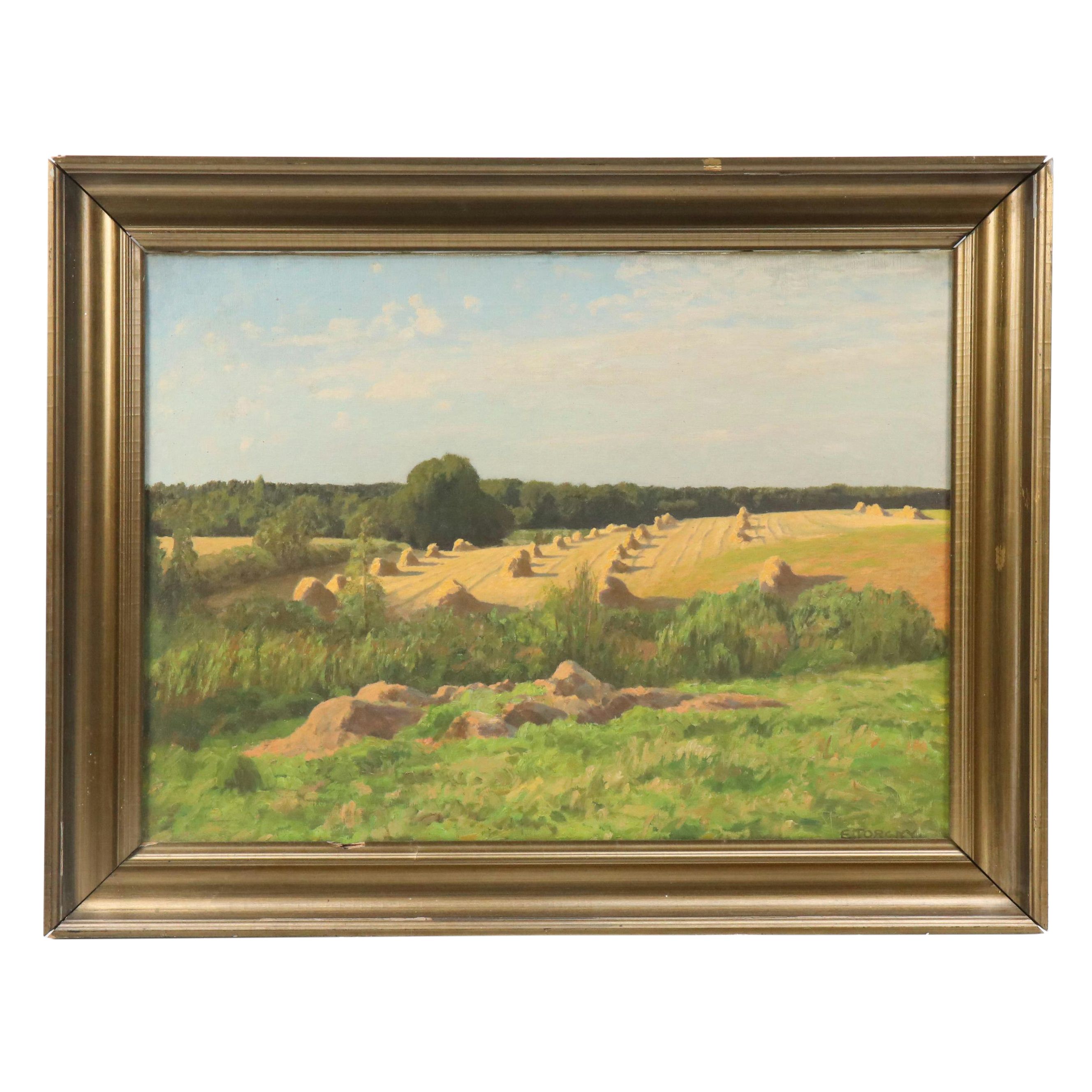 E. Torgny Oil Painting "Høstaften (Autumn Evening)," 20th Century