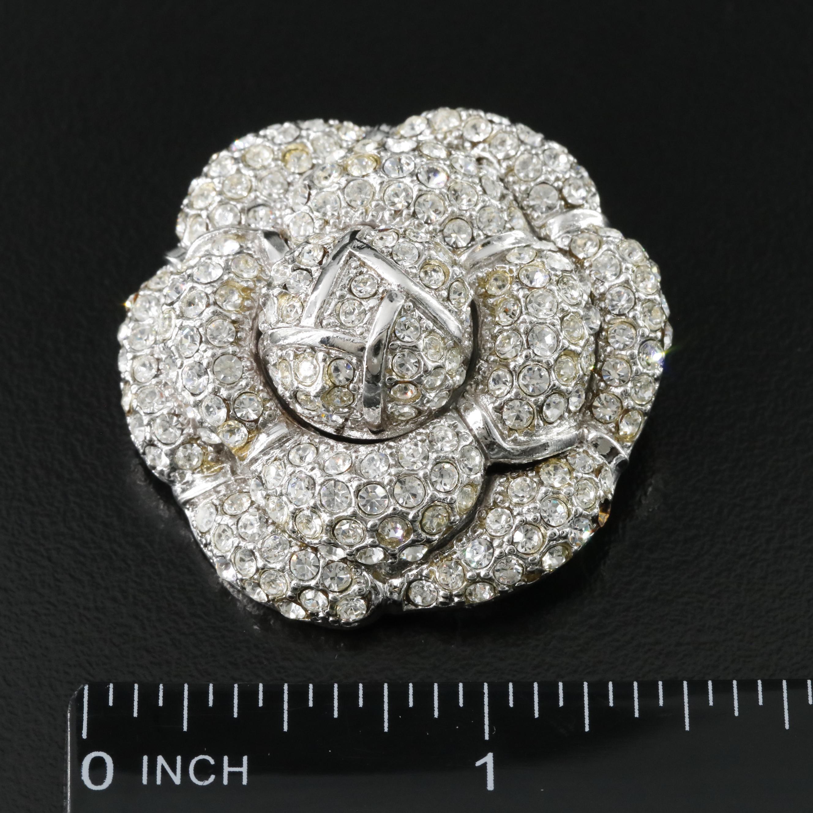 St. John Crystal Floral Earrings and Brooch