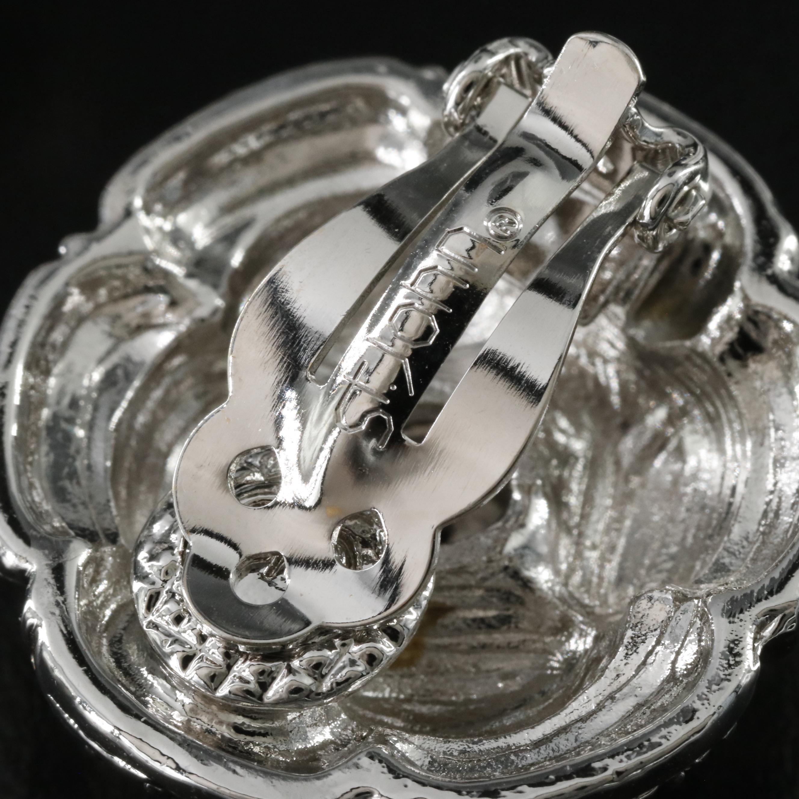 St. John Crystal Floral Earrings and Brooch