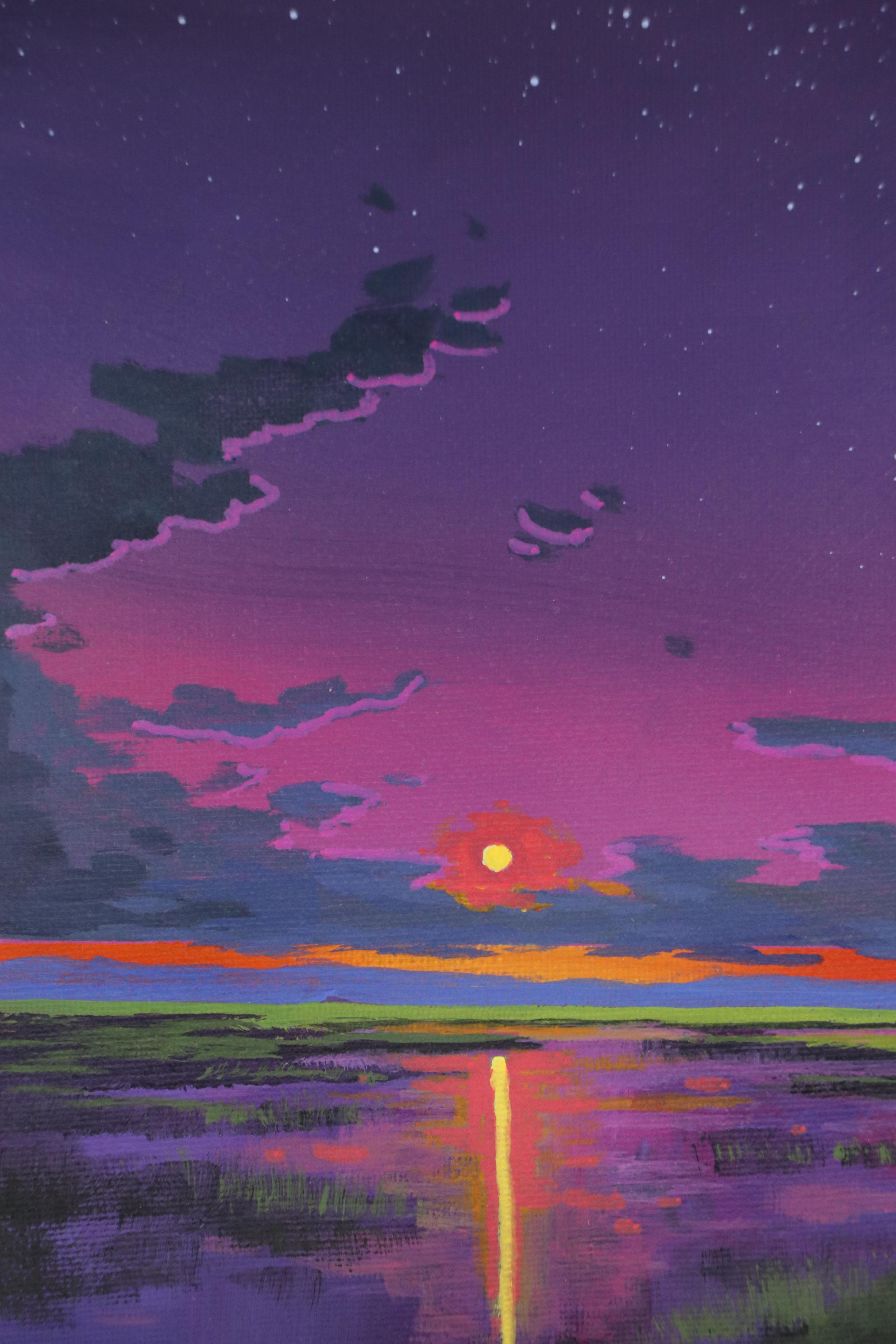 Doug "Bumo" Johnpeer Sunset Landscape Oil Painting "Evening Marsh," 2025