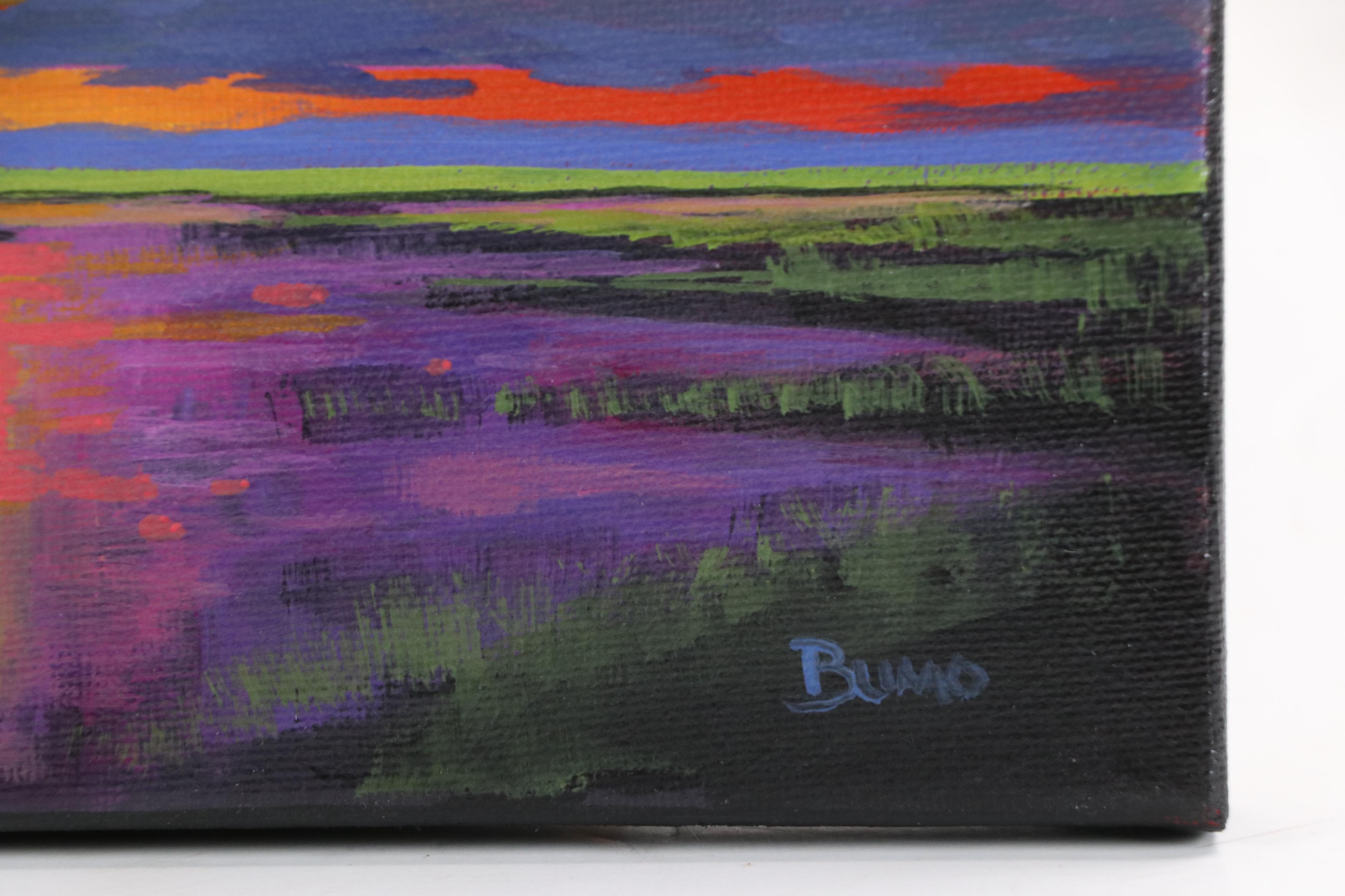 Doug "Bumo" Johnpeer Sunset Landscape Oil Painting "Evening Marsh," 2025