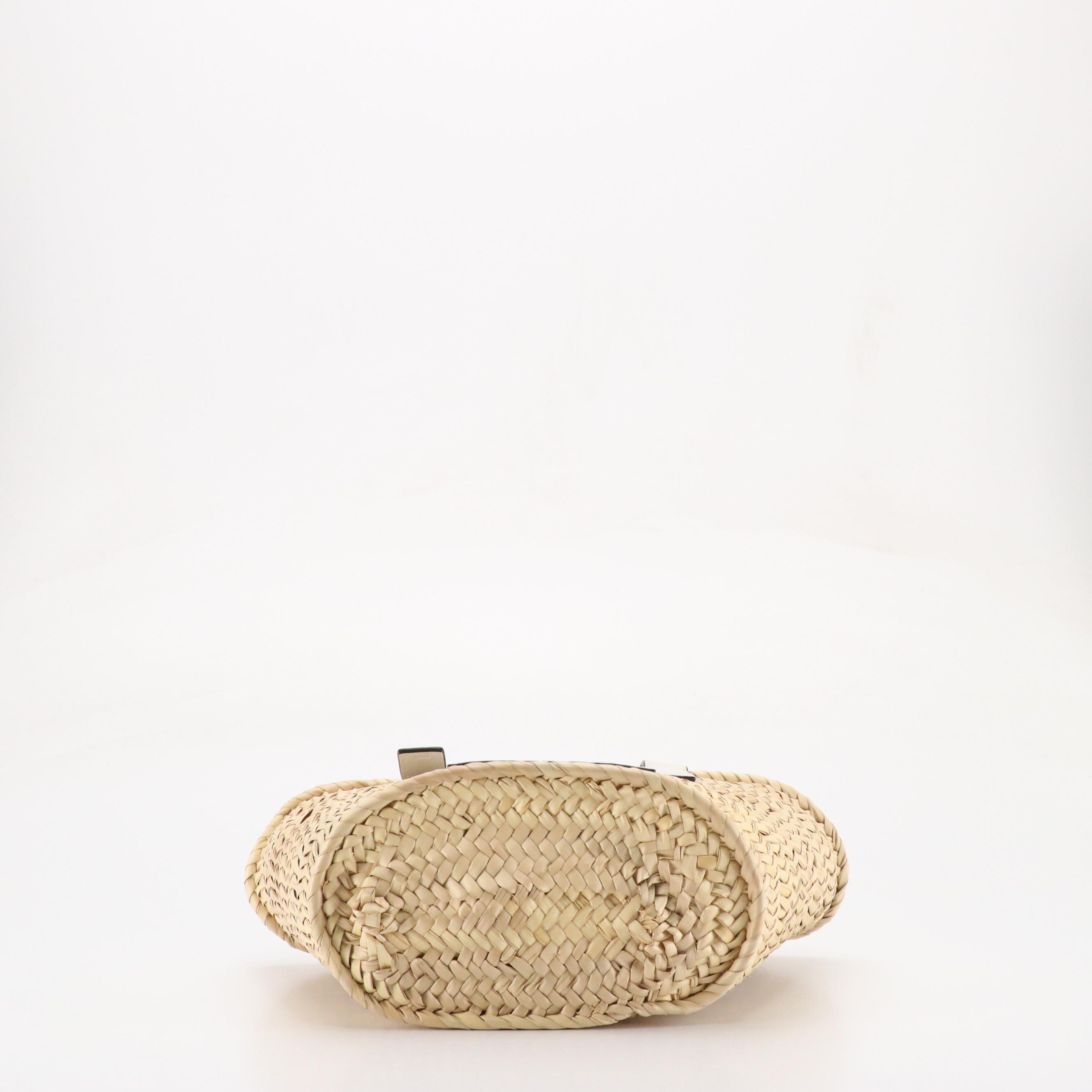 Loewe Anagram Basket Bag in Woven Palm Leaf and White Leather Trim