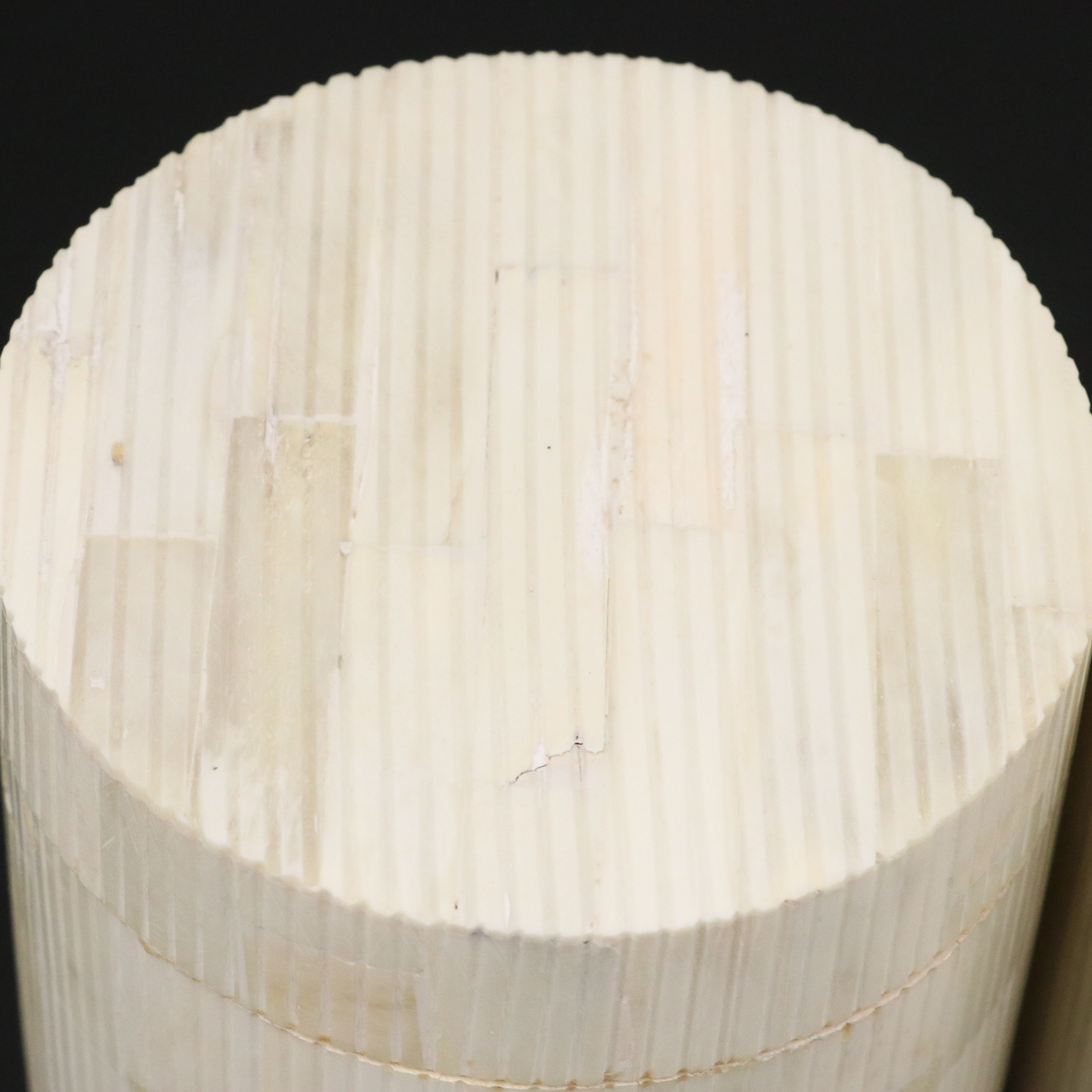 Pair of Ribbed Tessellated Round Bone Boxes