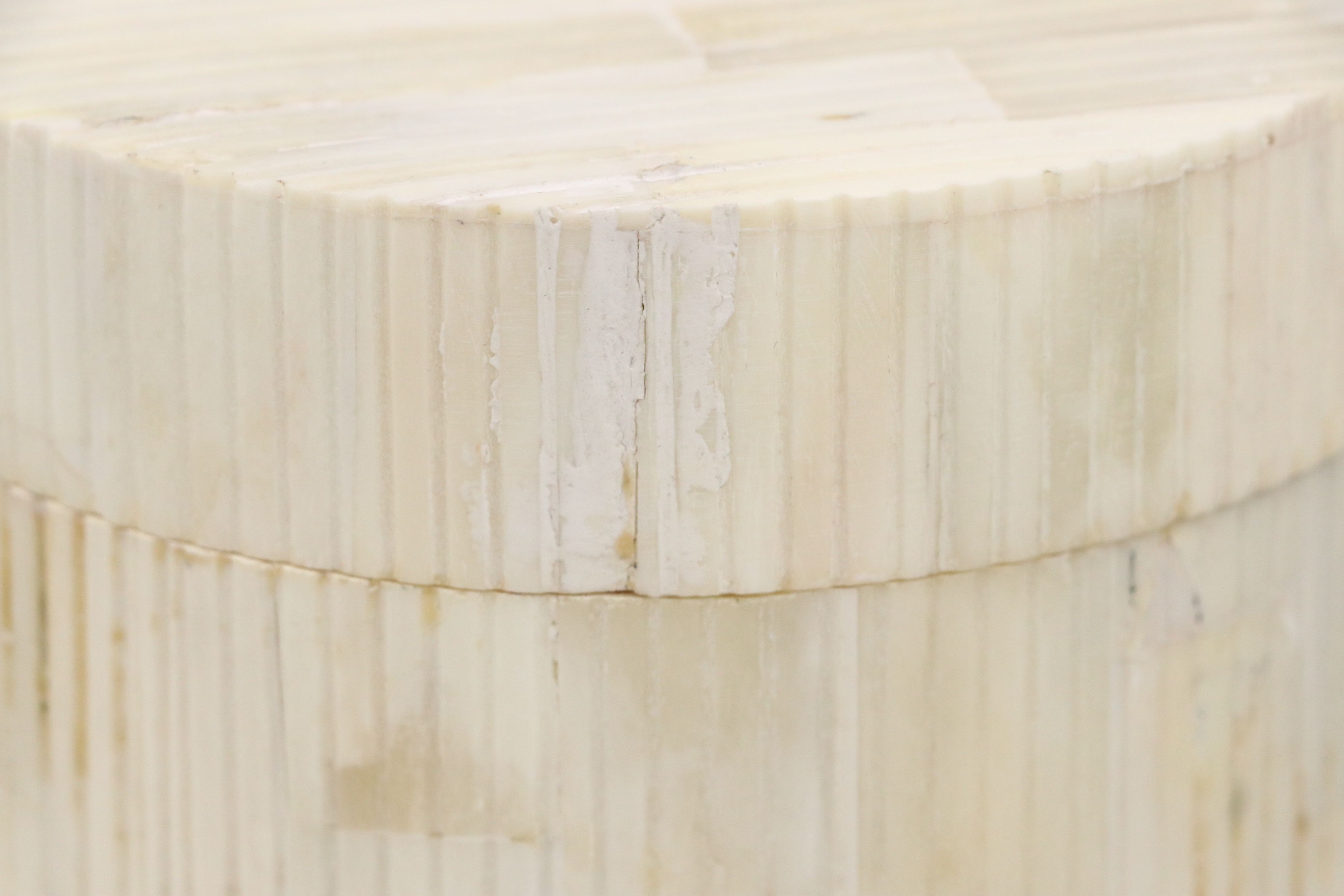 Pair of Ribbed Tessellated Round Bone Boxes