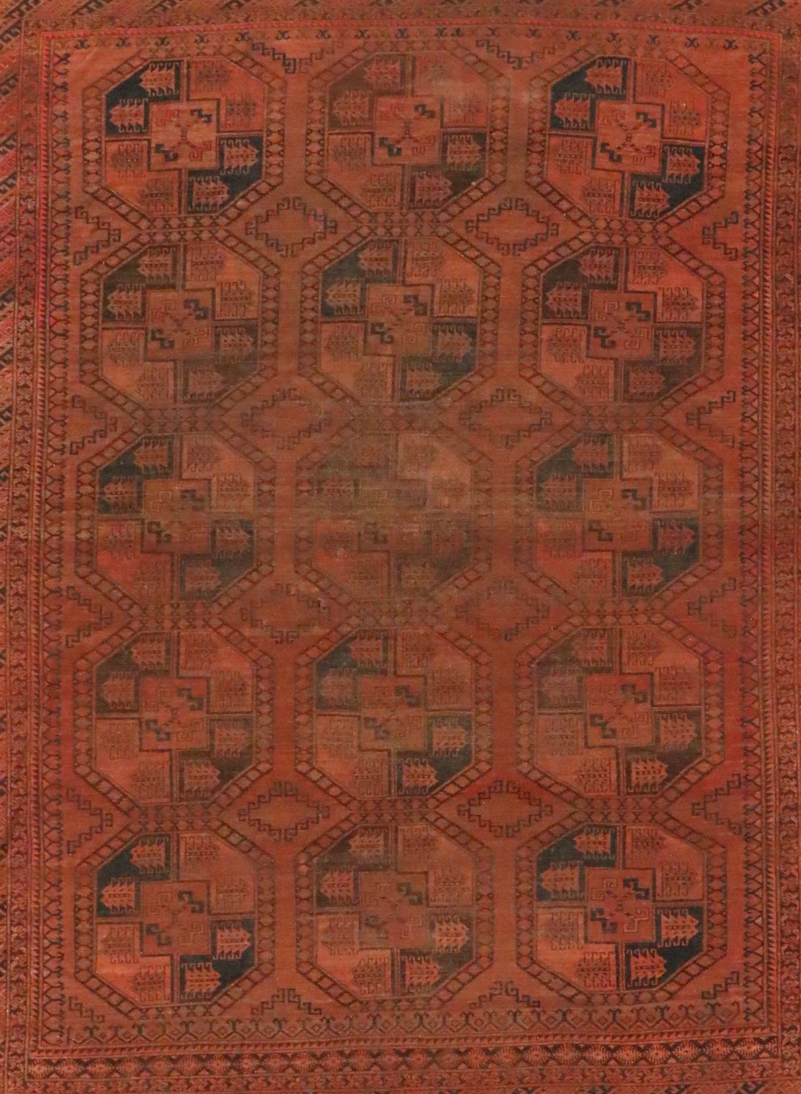 10'8 x 13'7 Hand-Knotted Afghan Turkmen Room-Sized Rug