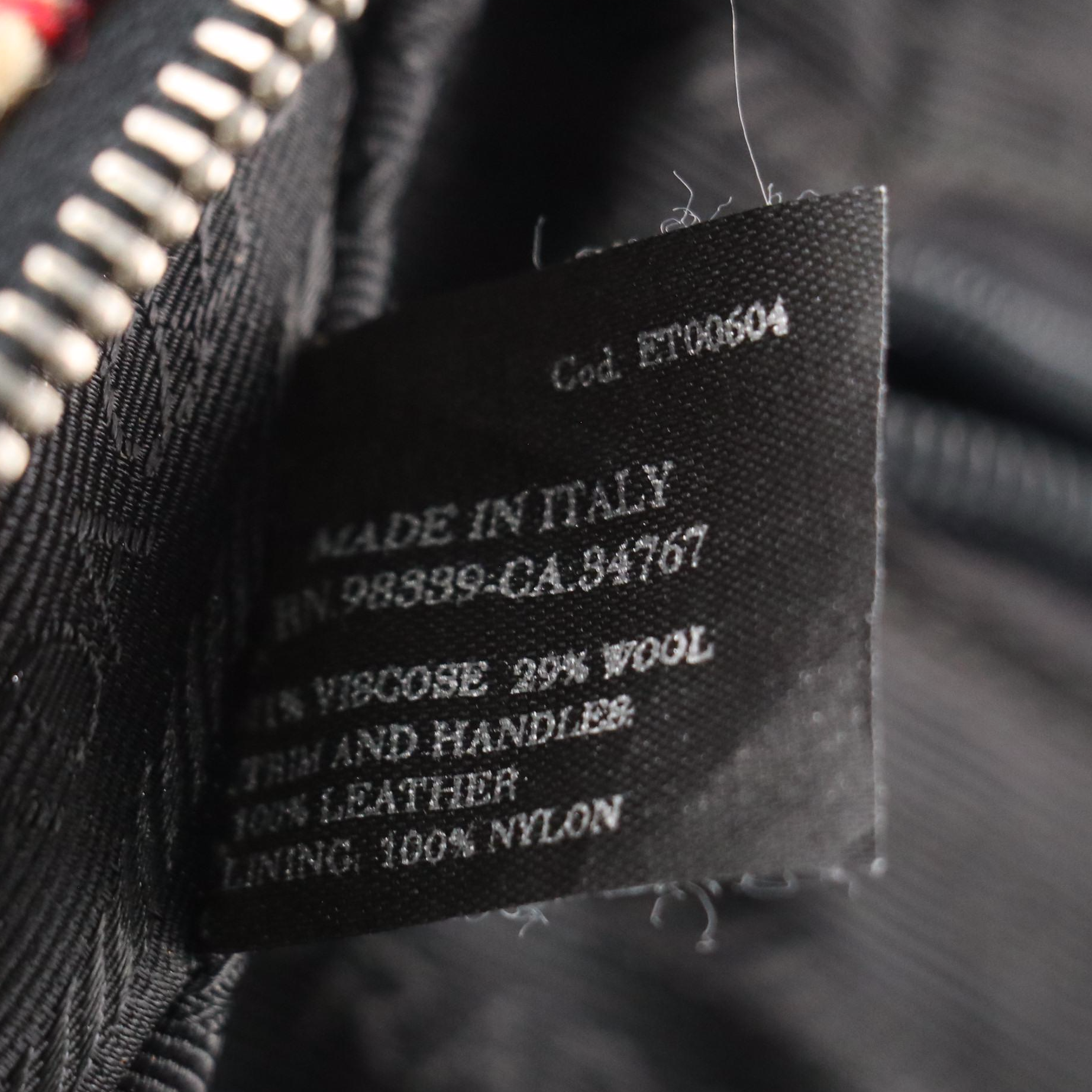 Prada Multicolored Wool Tweed and Black Leather Trimmed Boston Bag