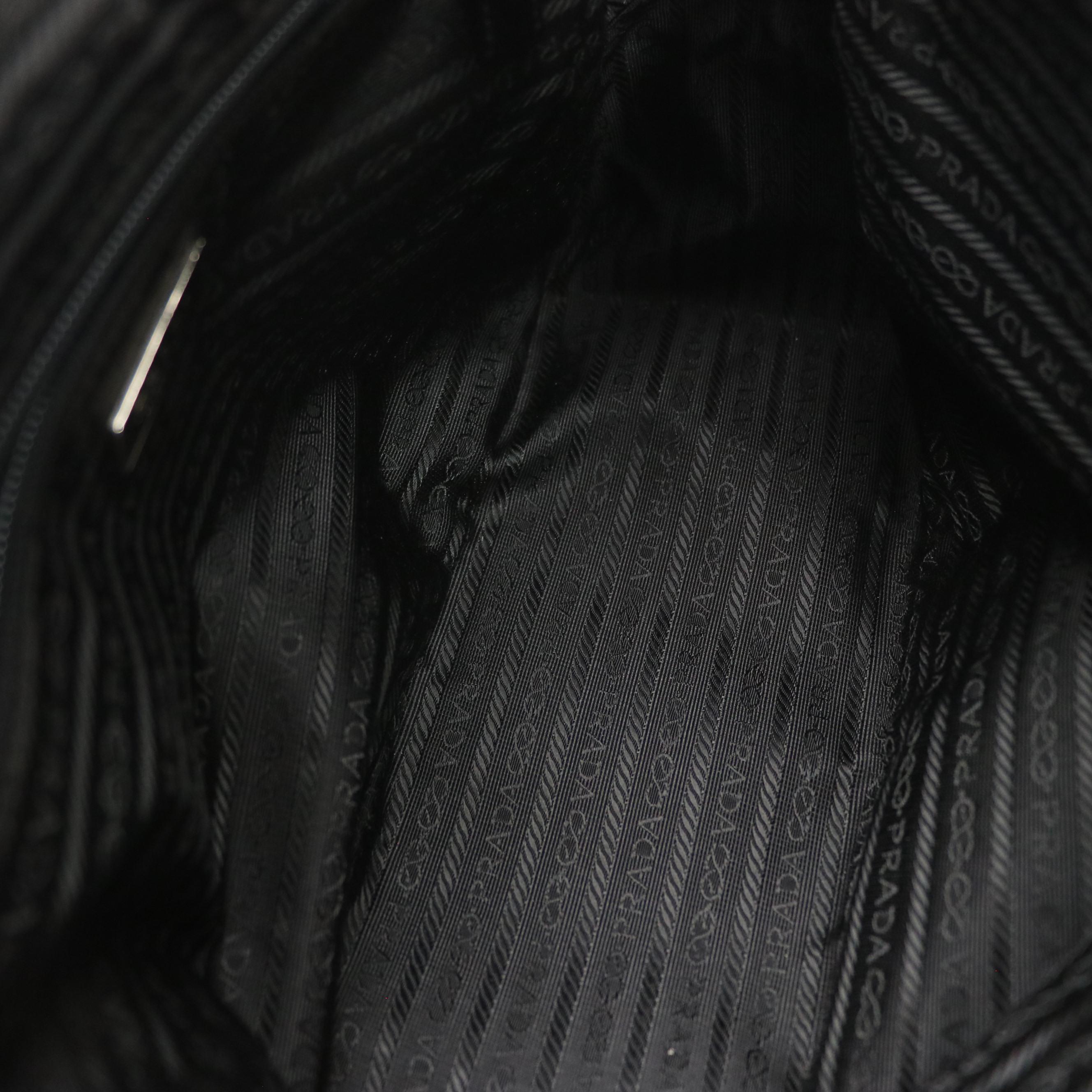 Prada Multicolored Wool Tweed and Black Leather Trimmed Boston Bag