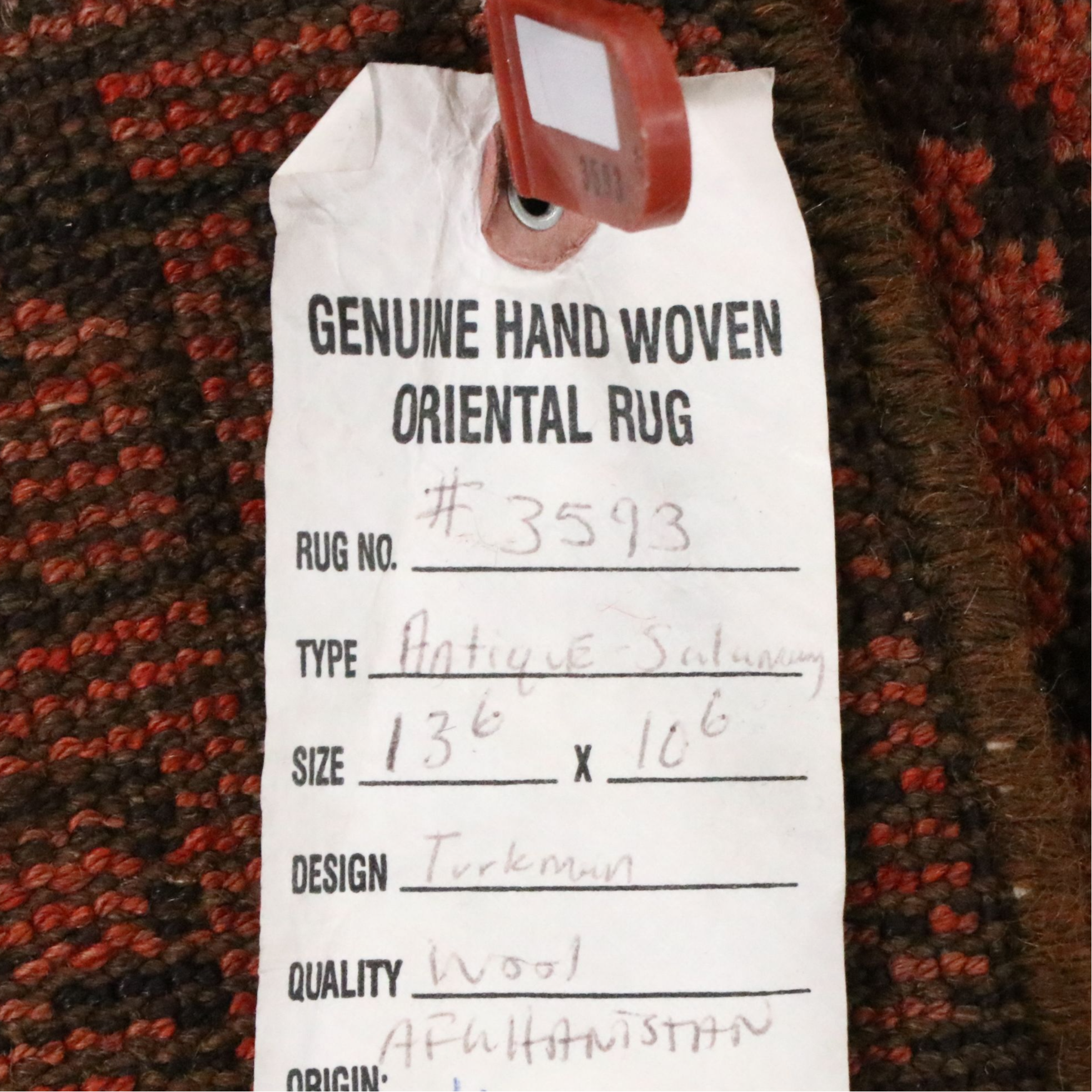 10'8 x 13'7 Hand-Knotted Afghan Turkmen Room-Sized Rug