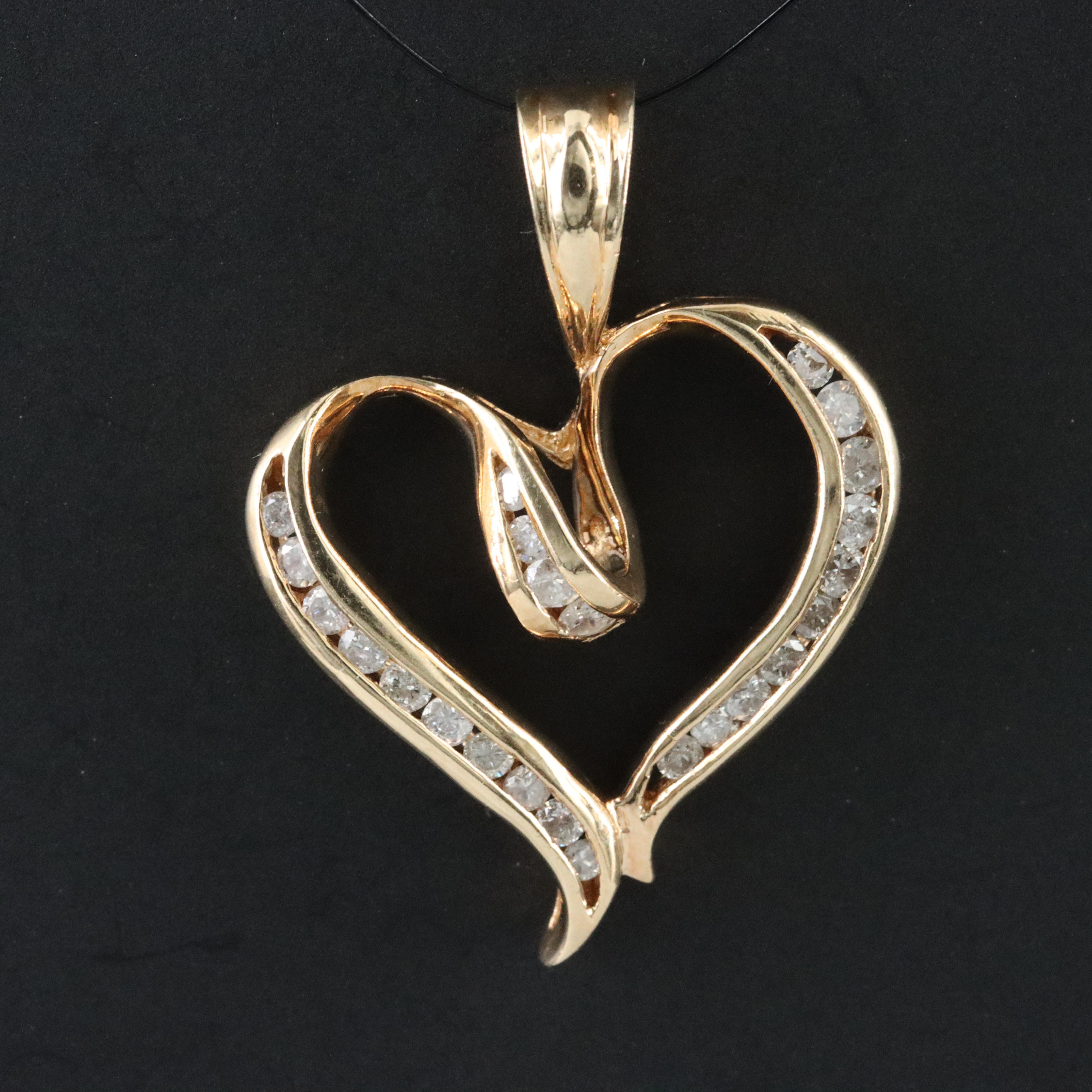 10K 0.50 CTW Diamond Heart Pendant