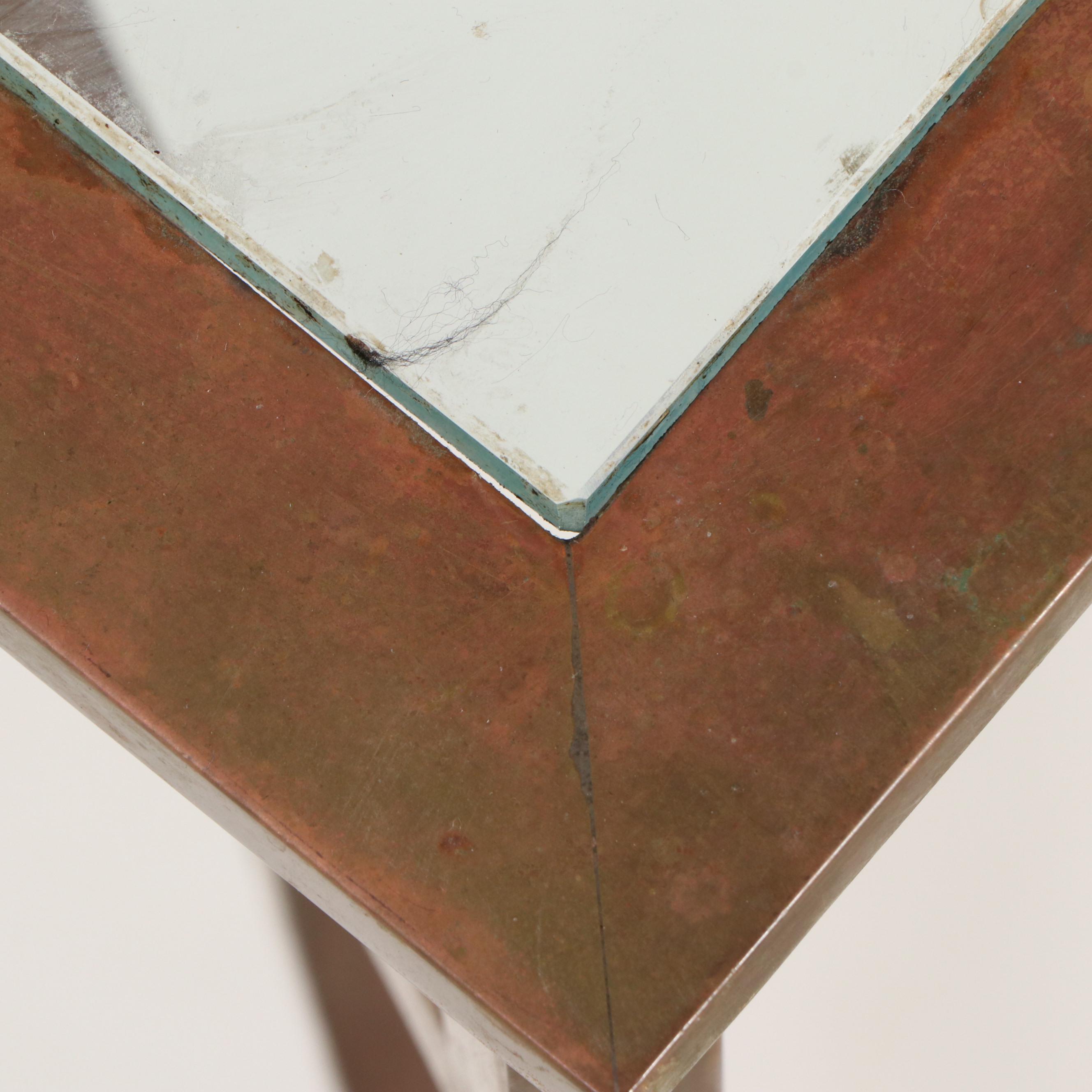 Gilt Metal Coffee Table with Glass Top