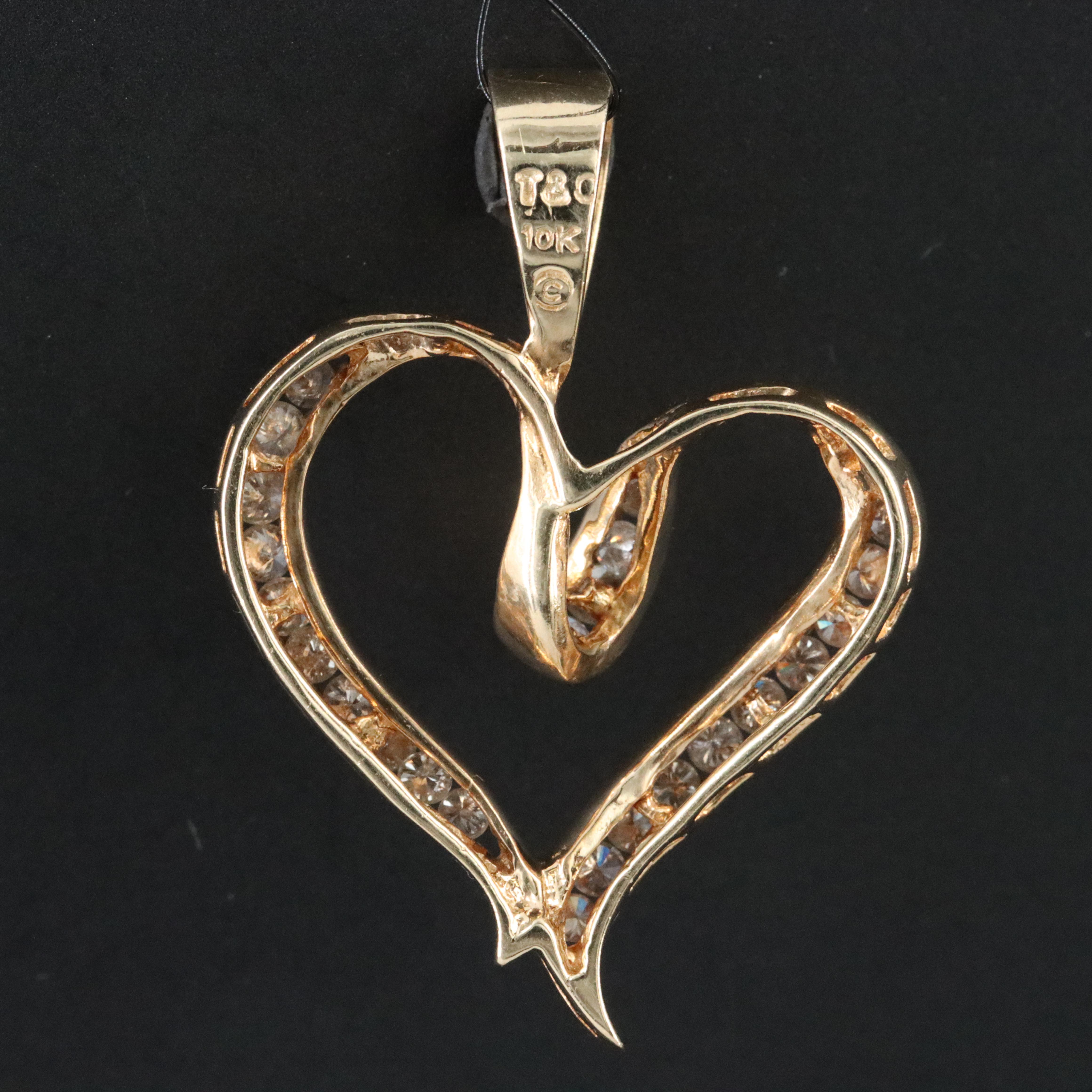 10K 0.50 CTW Diamond Heart Pendant
