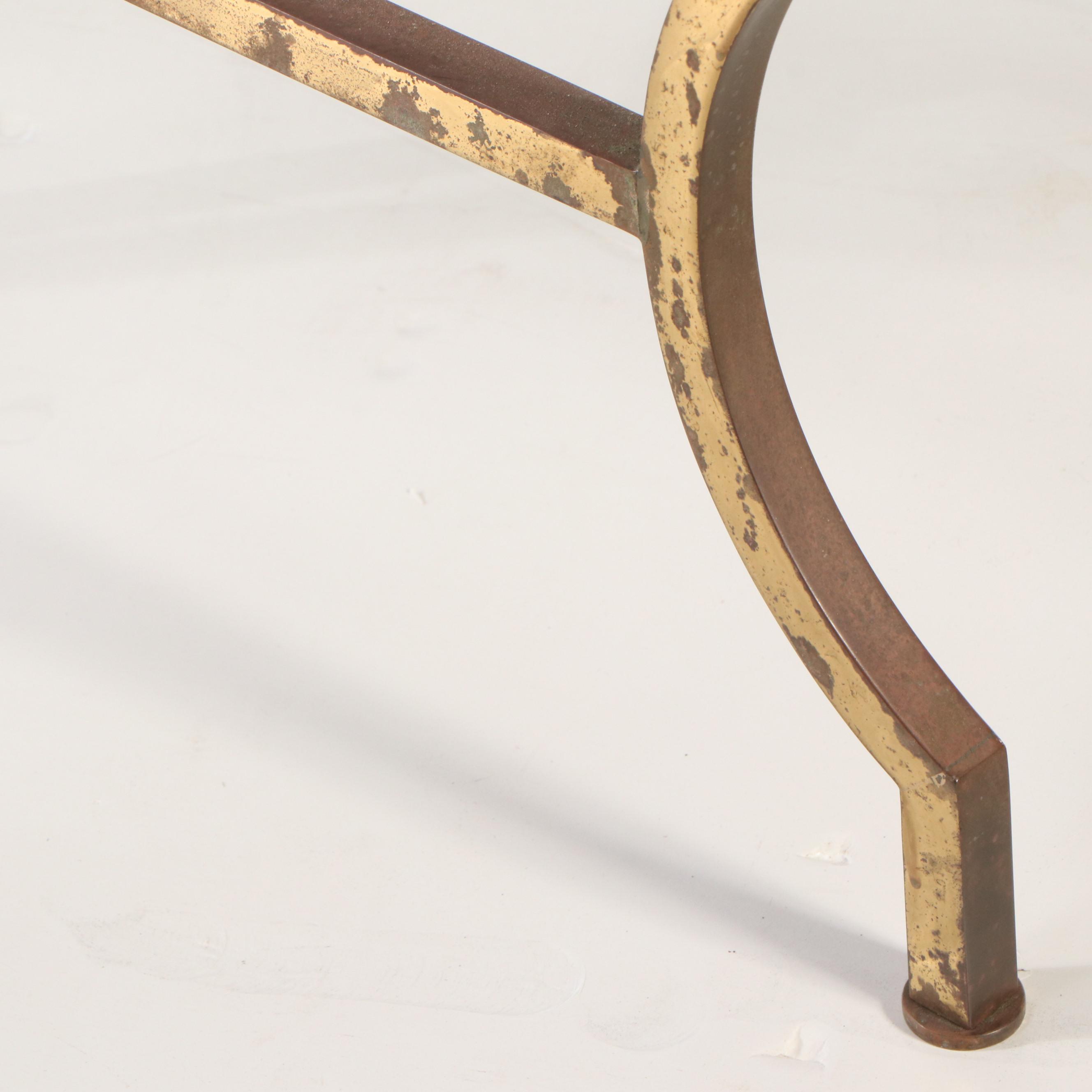 Gilt Metal Coffee Table with Glass Top