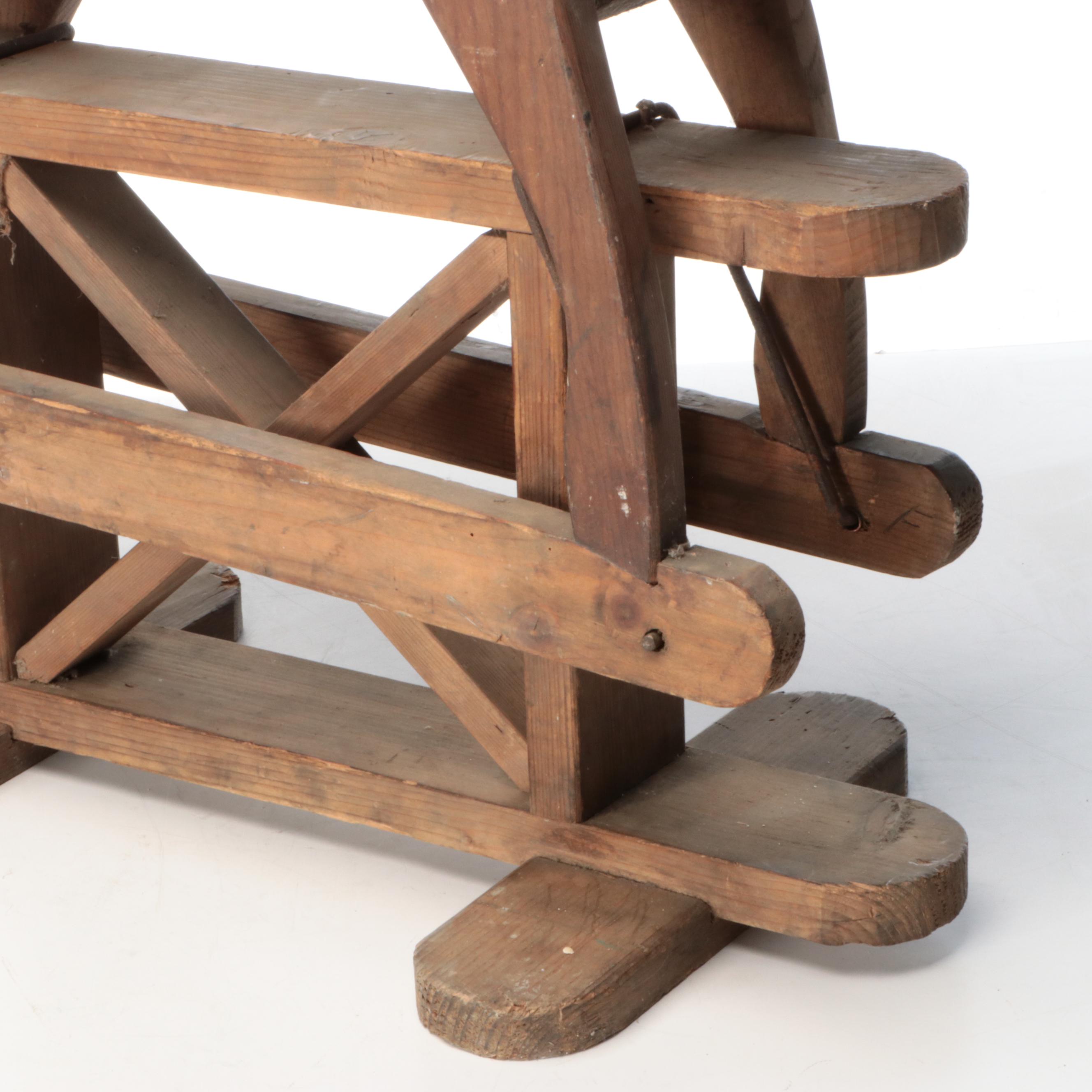 Primitive Hand-Carved Wooden Rocking Horse, 19th Century