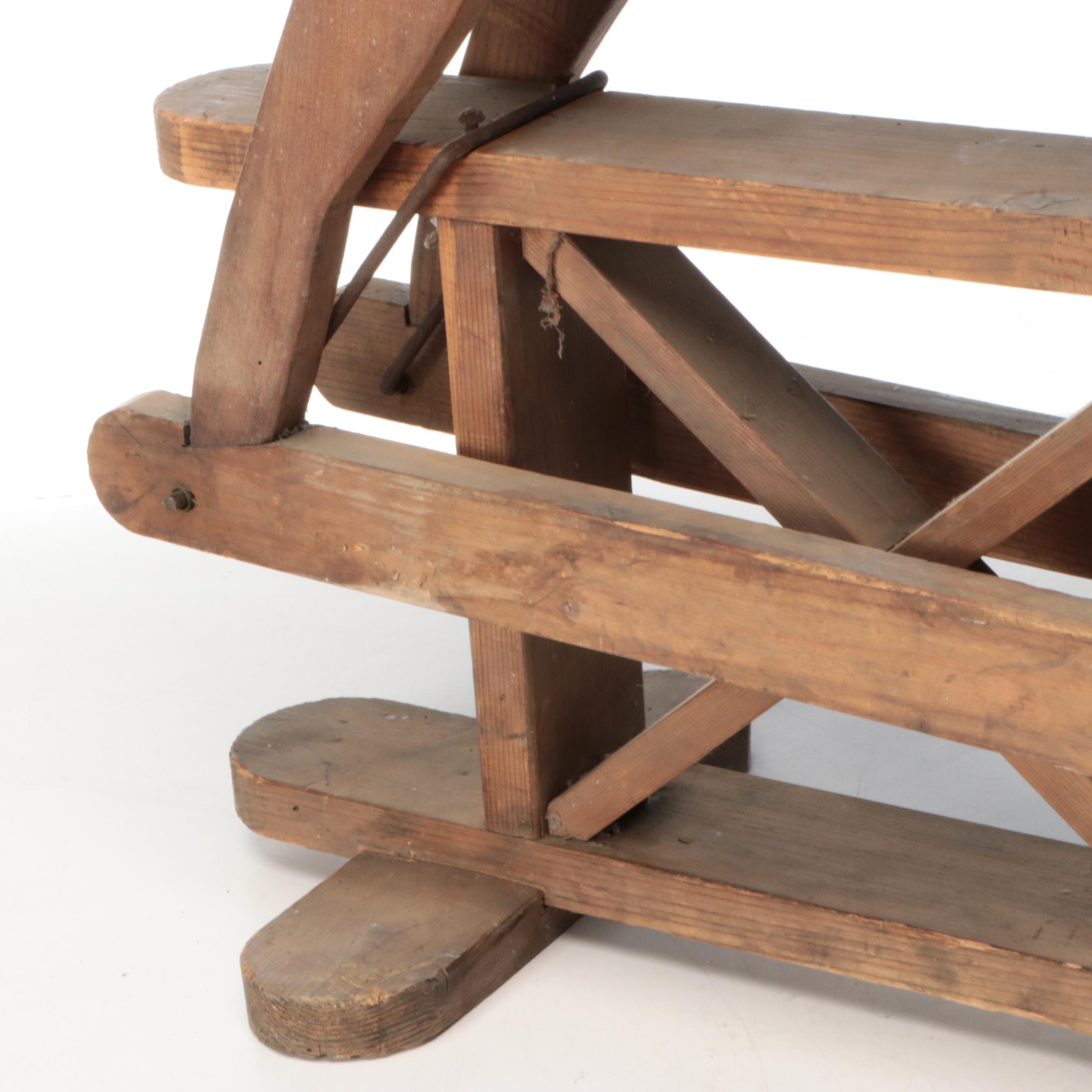 Primitive Hand-Carved Wooden Rocking Horse, 19th Century